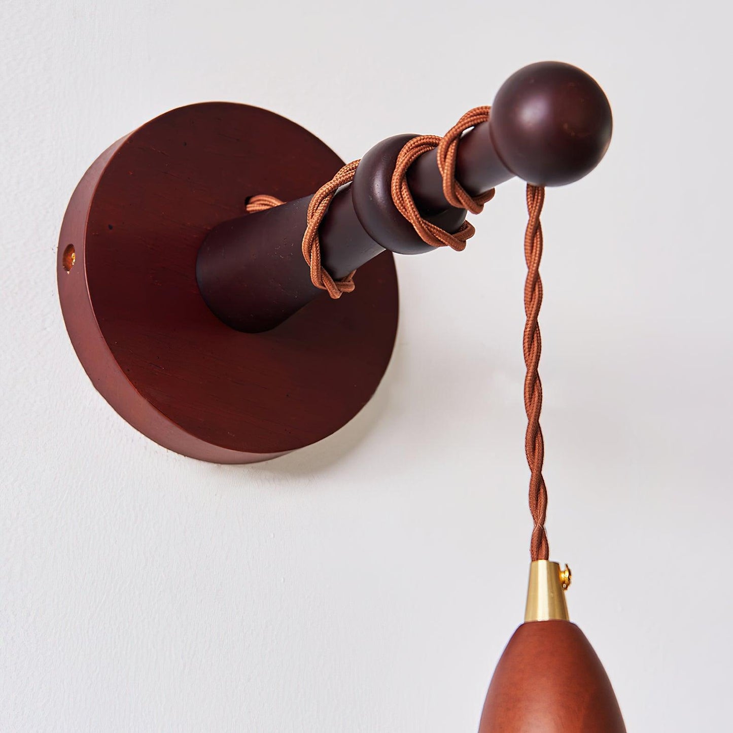 Soren Wall Lamp - Handmade White Rice Paper Shade, Walnut Wood