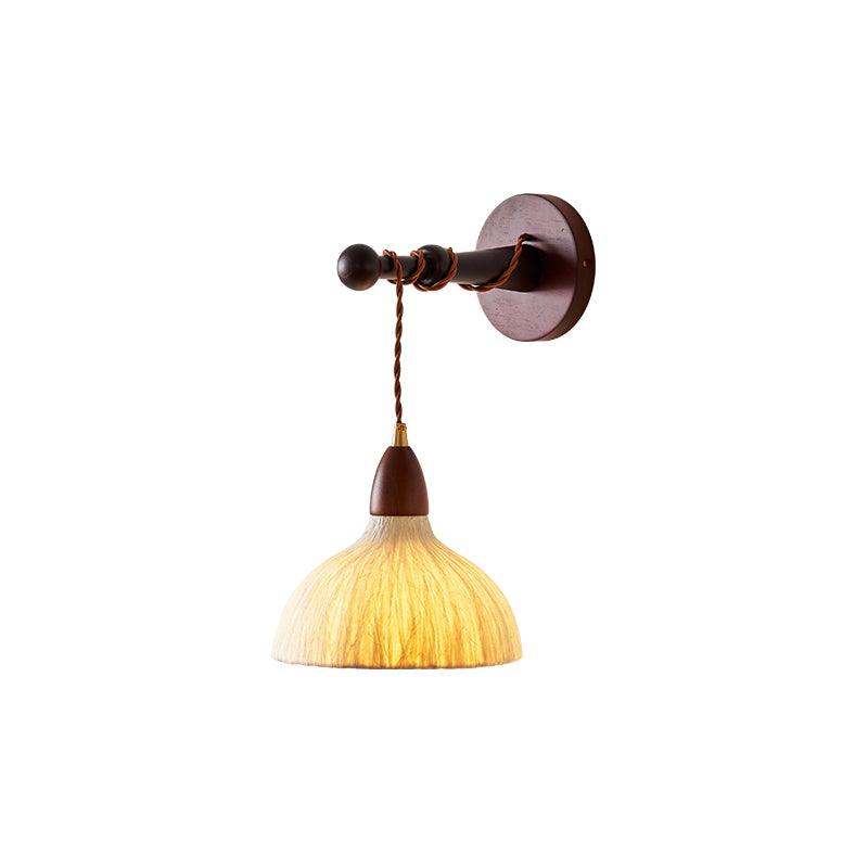 Soren Wall Lamp - Handmade White Rice Paper Shade, Walnut Wood