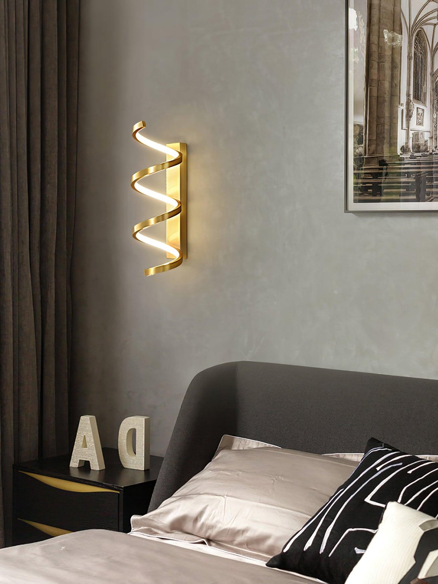 Spiral Wall Light Modern Brass LED Dimmable Indoor Set of 2