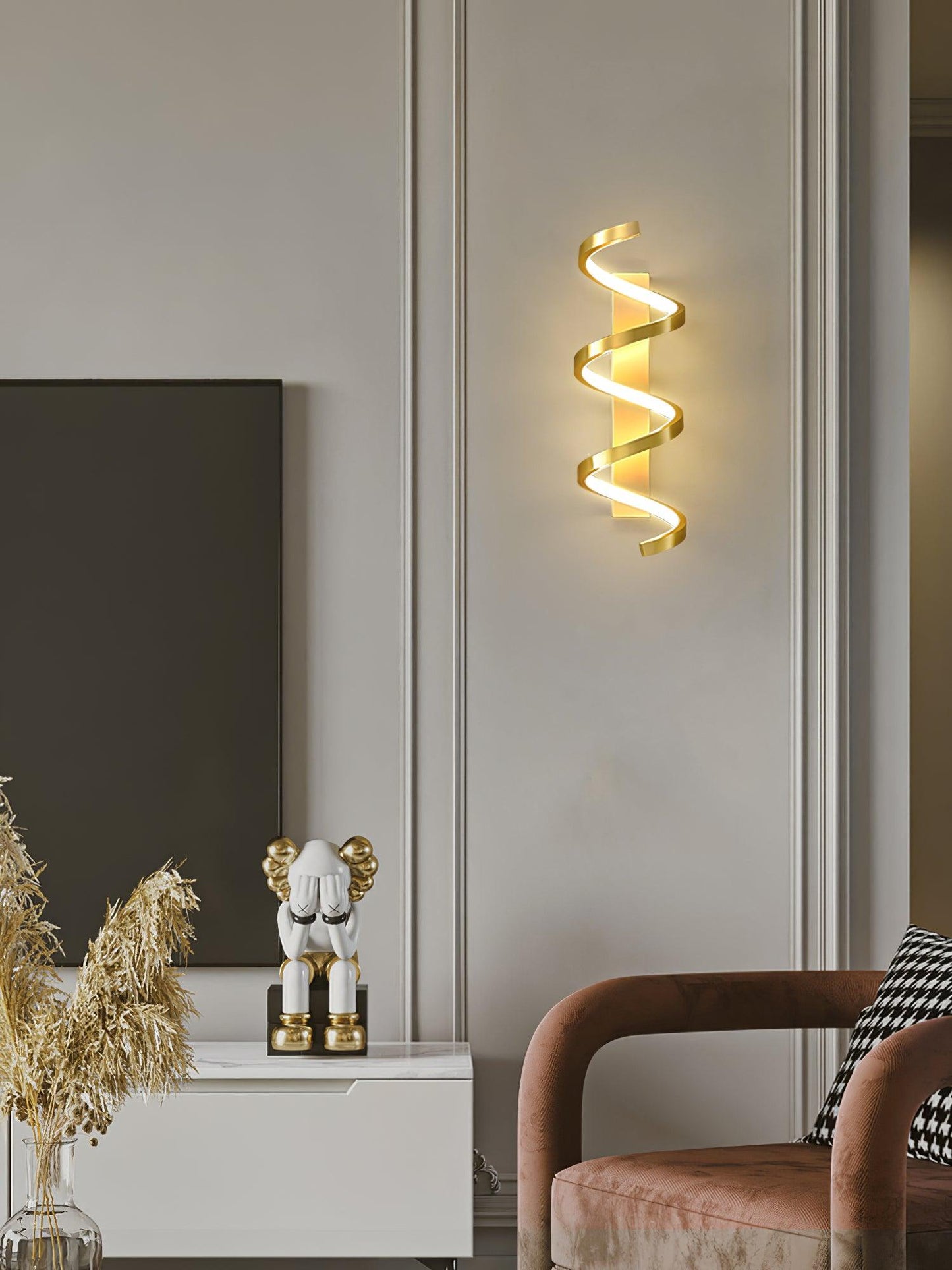 Spiral Wall Light Modern Brass LED Dimmable Indoor Set of 2