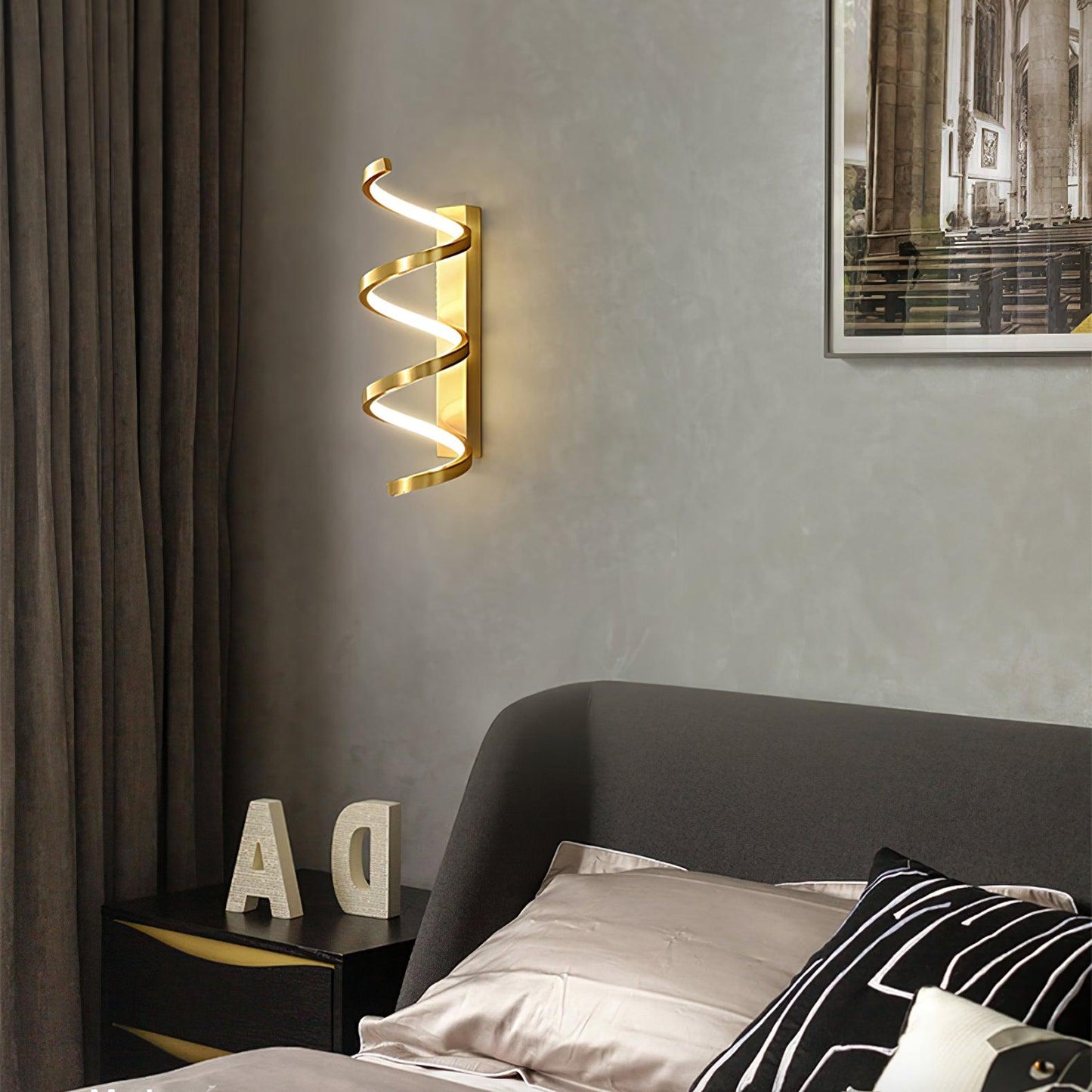 Spiral Wall Light Modern Brass LED Dimmable Indoor Set of 2