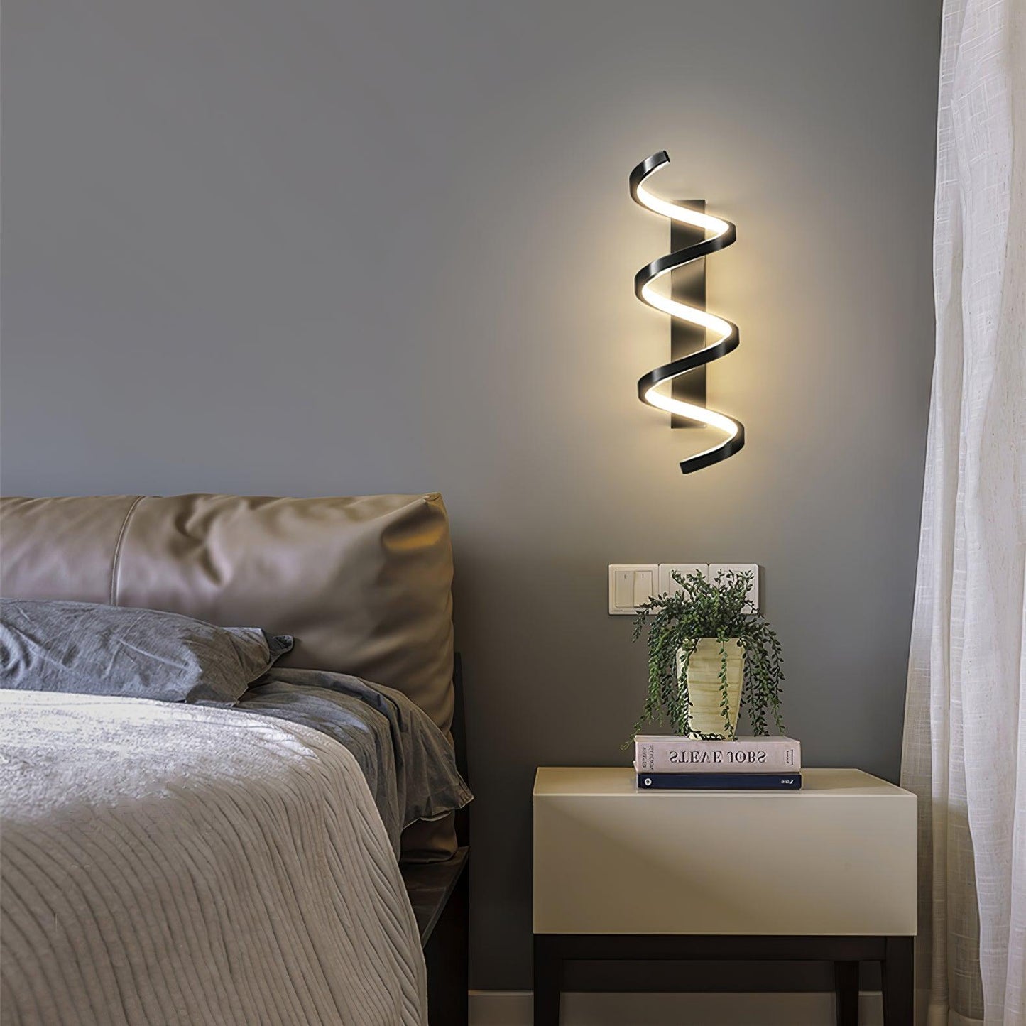 Spiral Wall Light Modern Brass LED Dimmable Indoor Set of 2