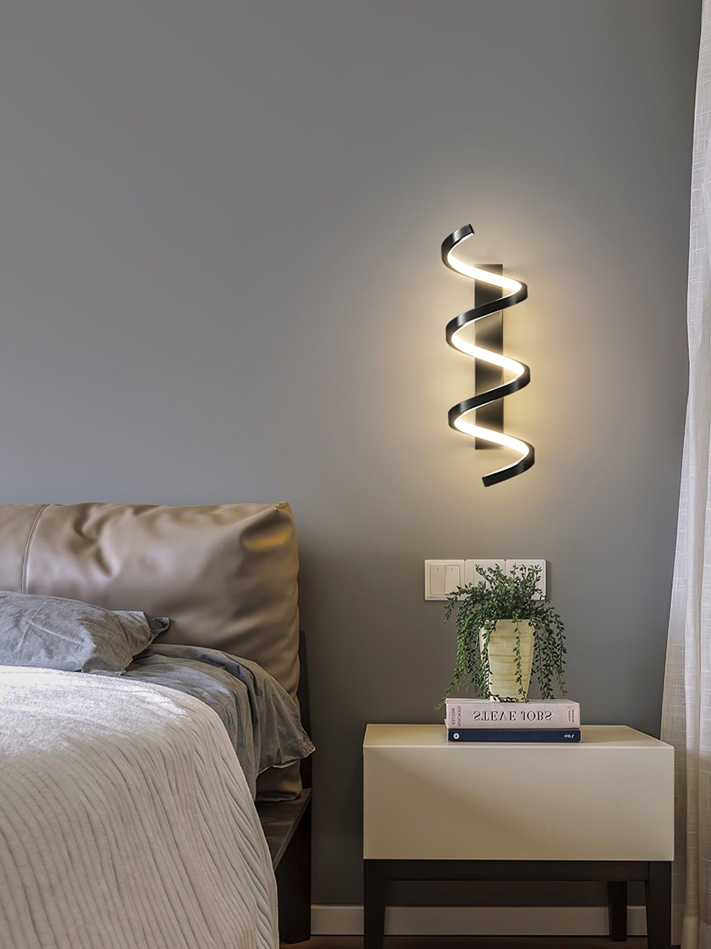 Spiral Wall Light Modern Brass LED Dimmable Indoor Set of 2