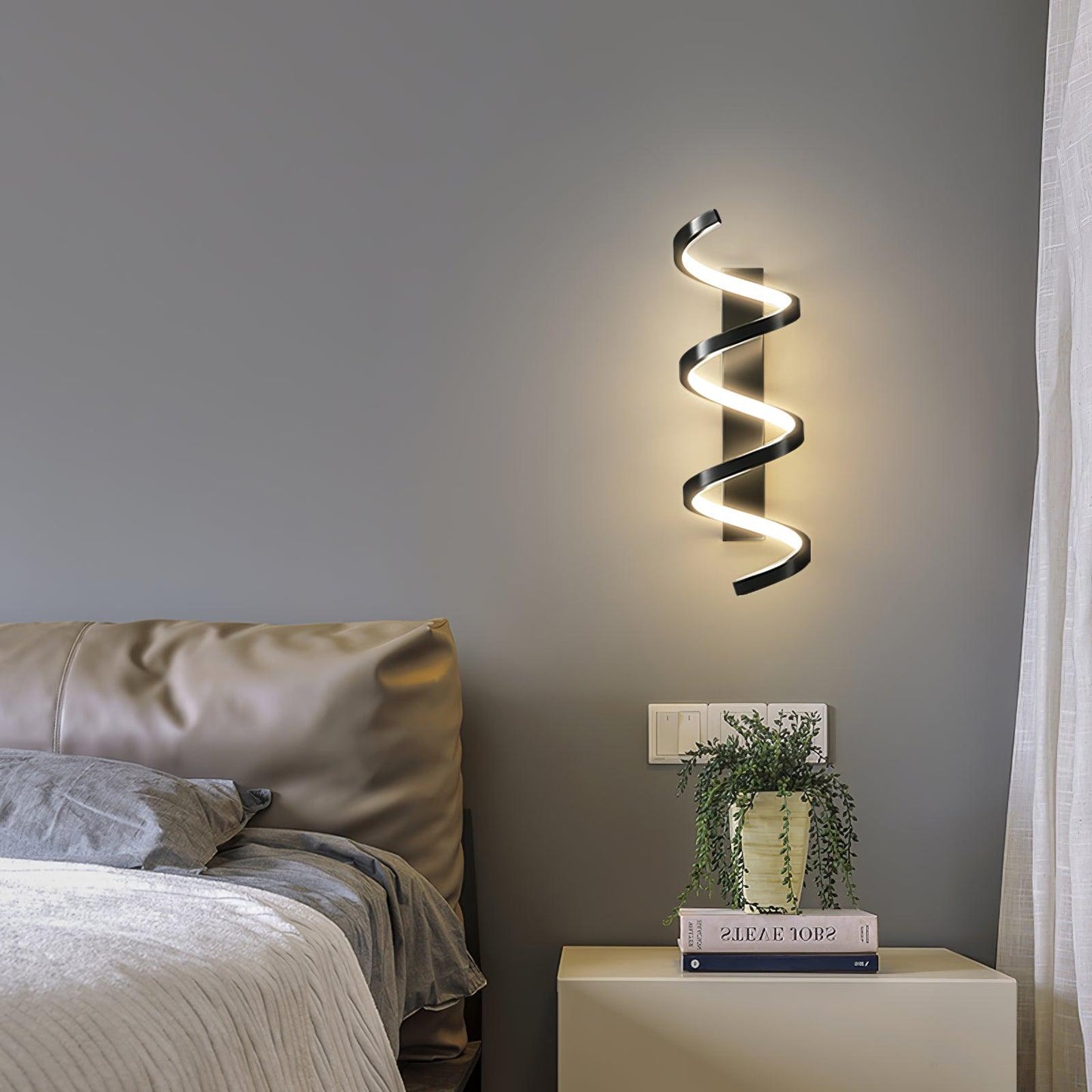 Spiral Wall Light Modern Brass LED Dimmable Indoor Set of 2
