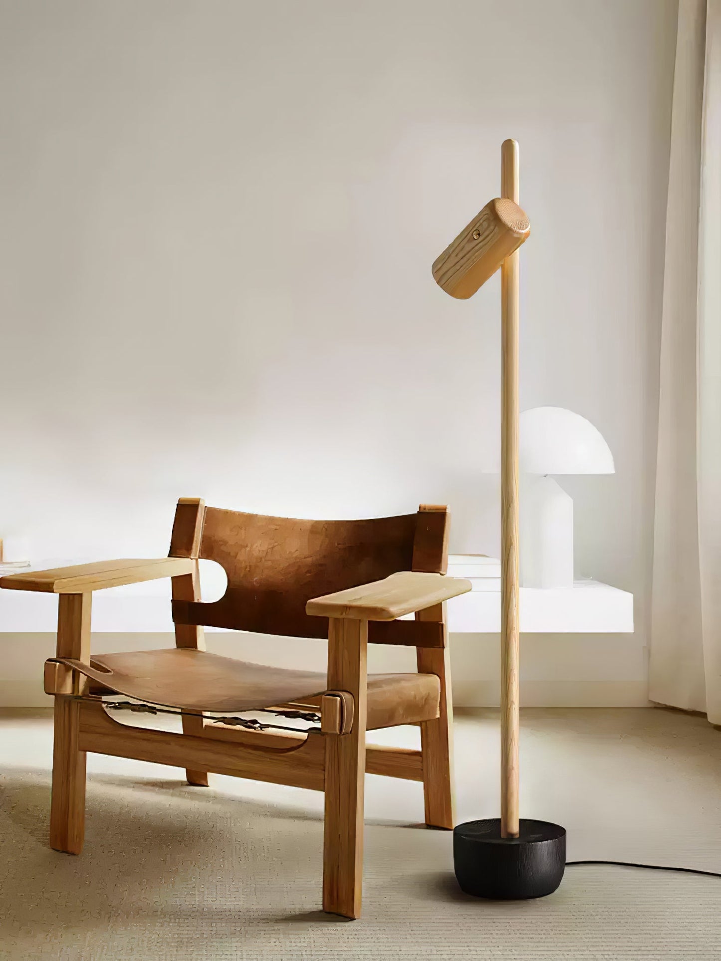 Spotlight Wood Floor Lamp - Adjustable LED Modern Design