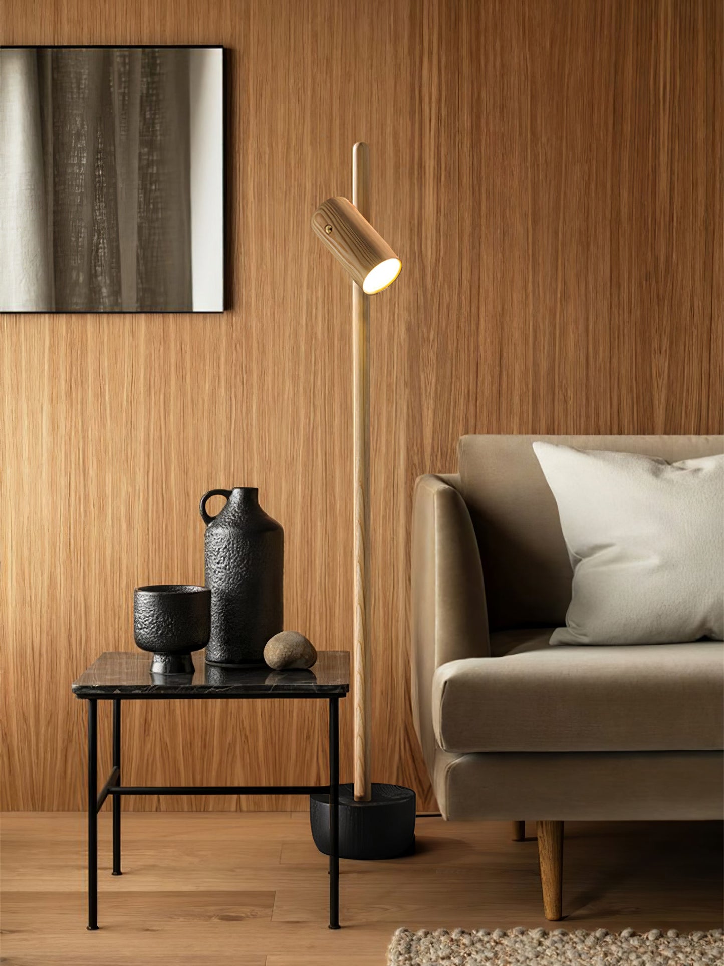 Spotlight Wood Floor Lamp - Adjustable LED Modern Design