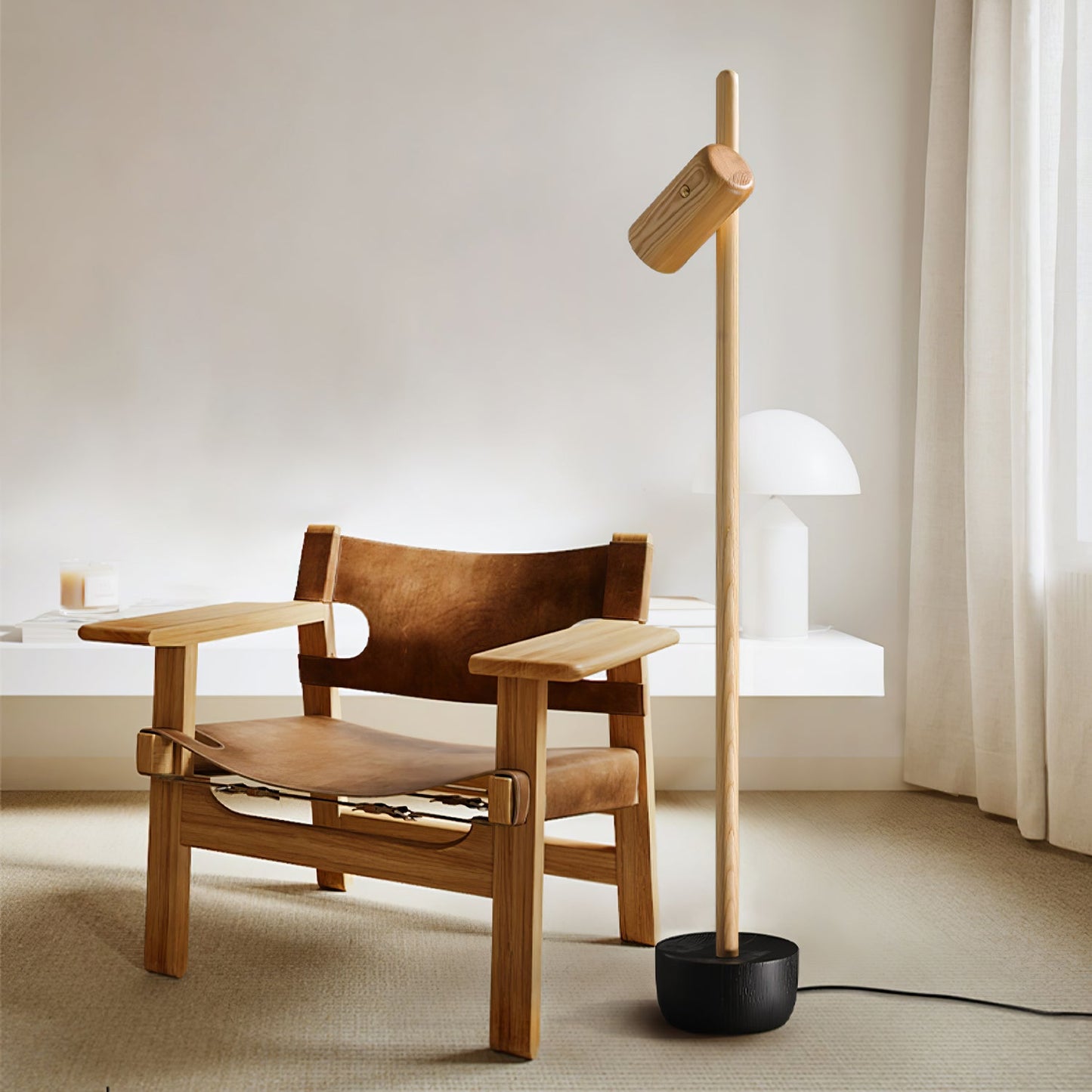 Spotlight Wood Floor Lamp - Adjustable LED Modern Design