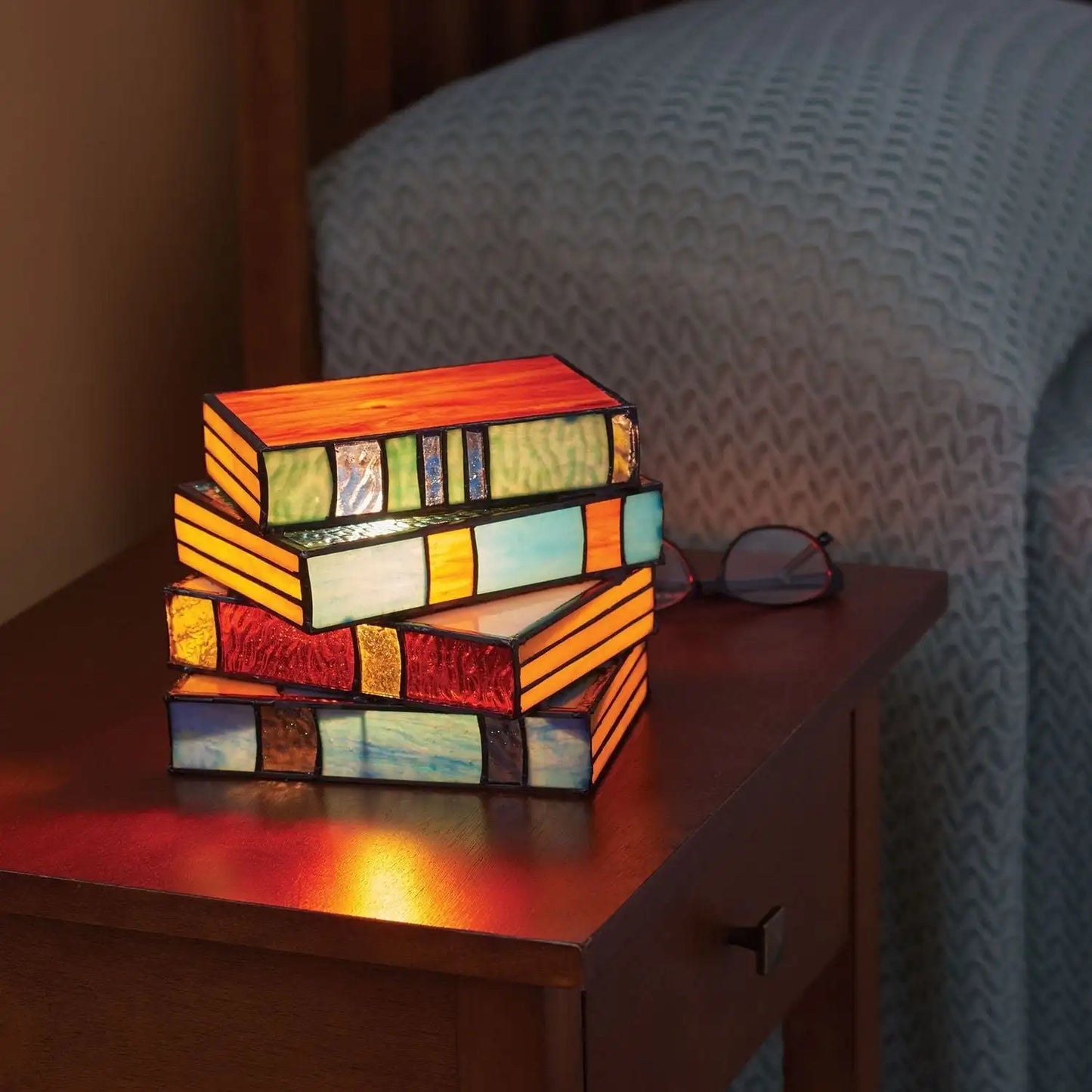 Colored Glass Book Lamp | Artistic Design - Novelamp