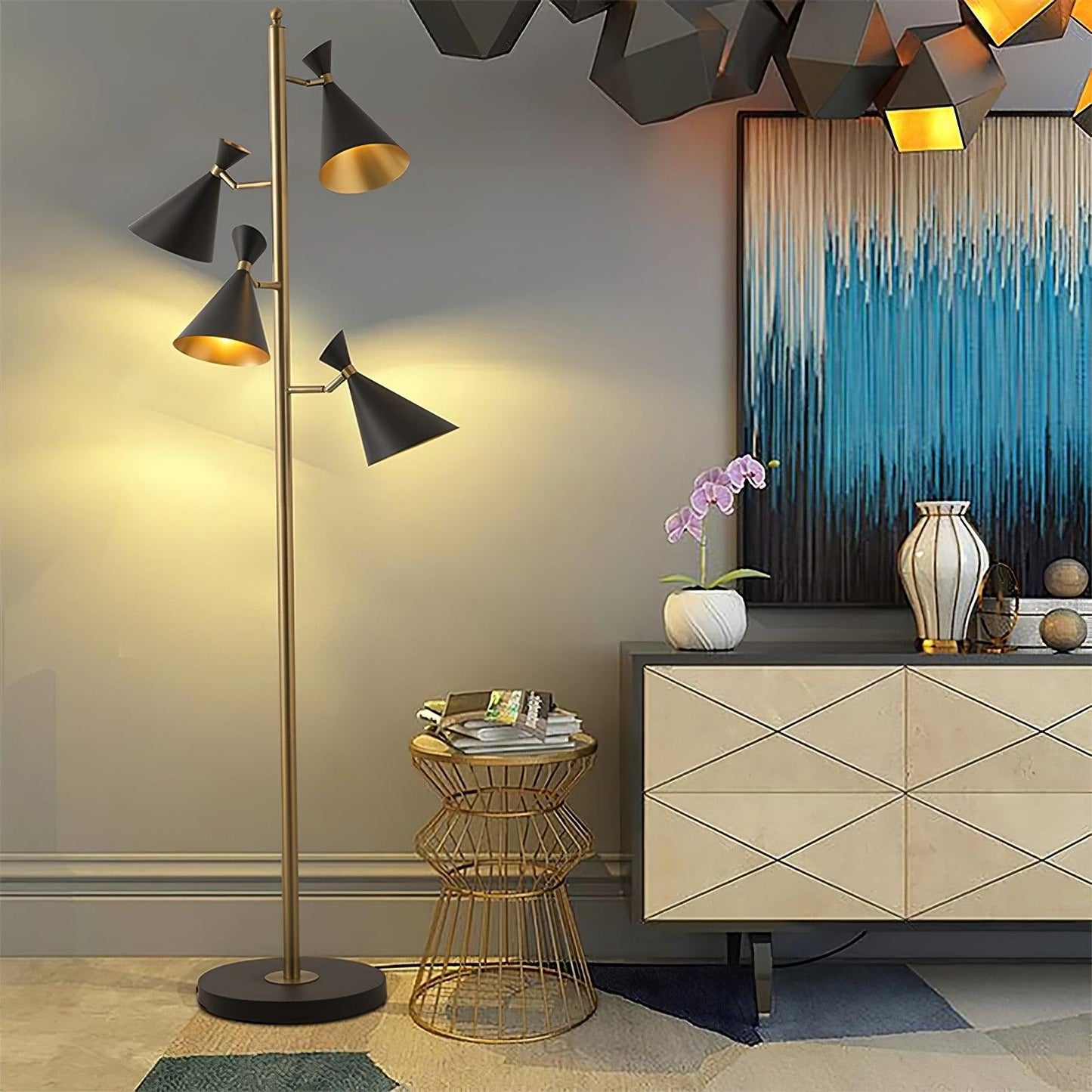 Stilnovo Adjustable Floor Lamp with LED and Gold Finish