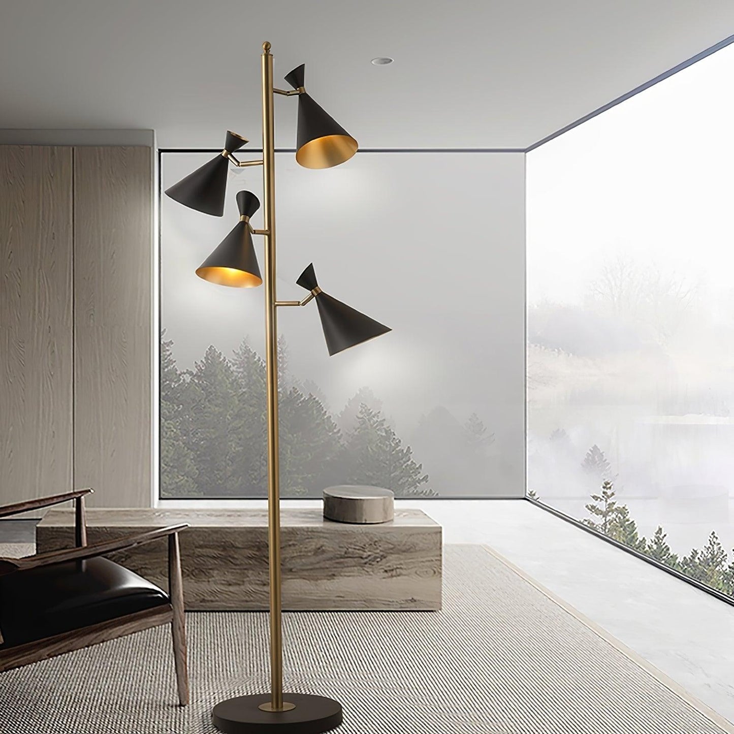 Stilnovo Adjustable Floor Lamp with LED and Gold Finish