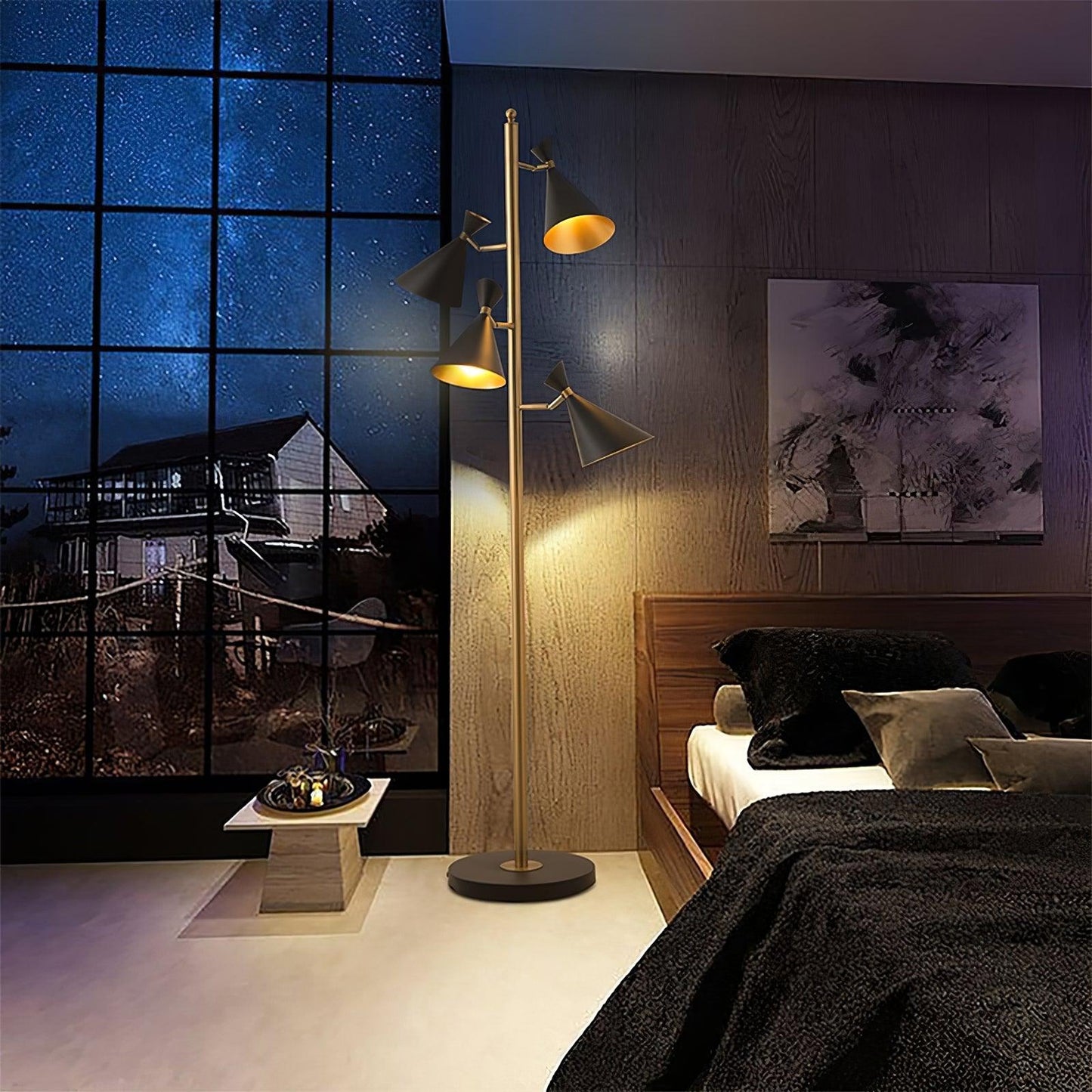 Stilnovo Adjustable Floor Lamp with LED and Gold Finish