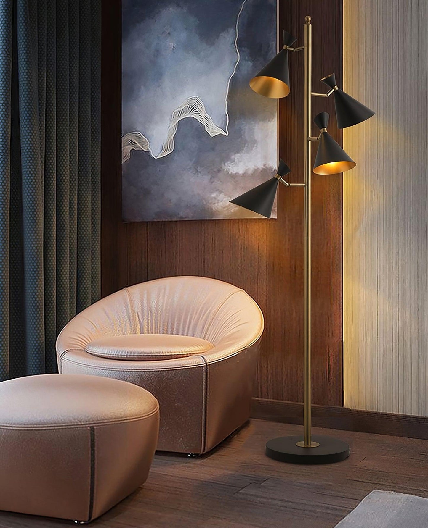 Stilnovo Adjustable Floor Lamp with LED and Gold Finish
