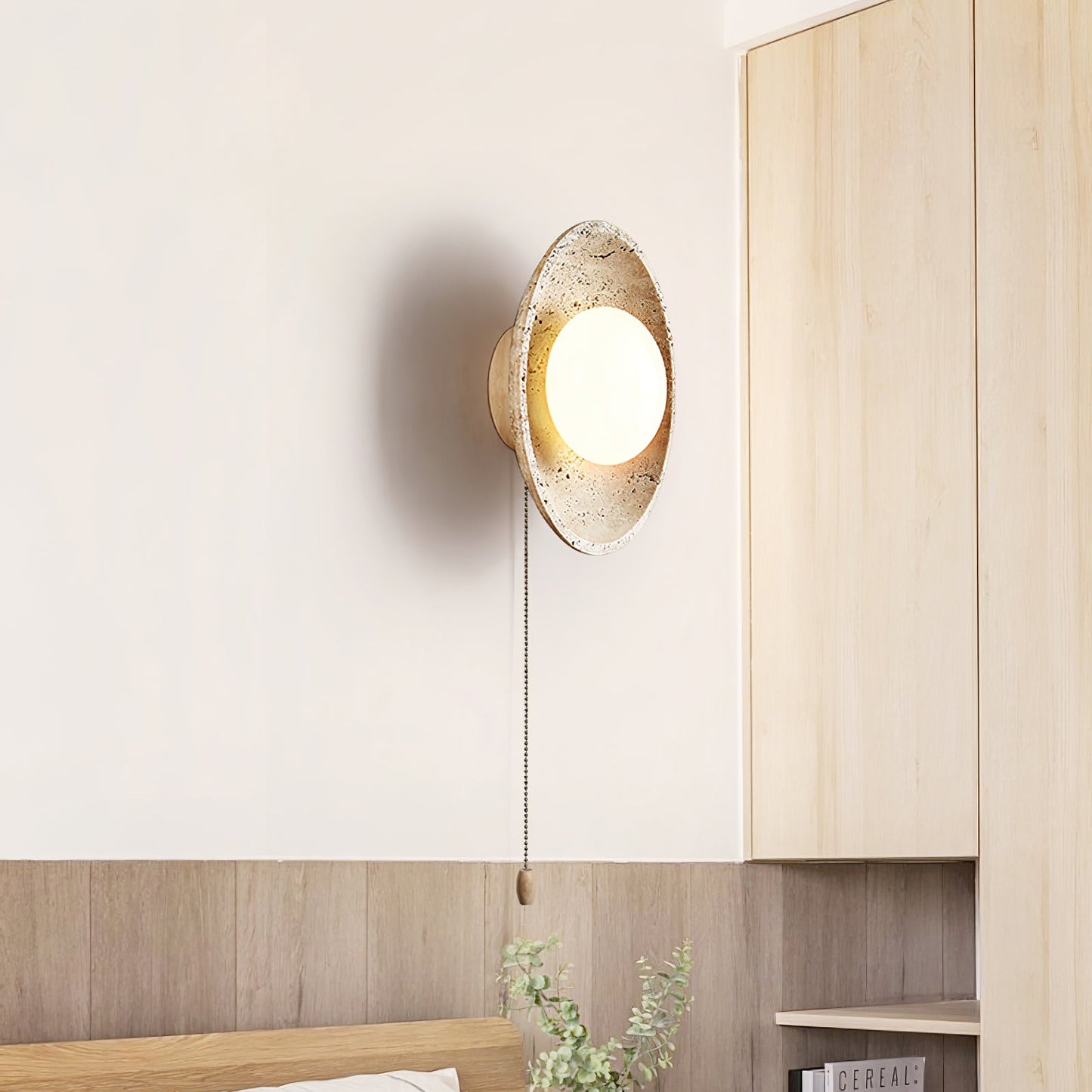 Stone Lunar Eclipse Wall Light - LED Travertine Design