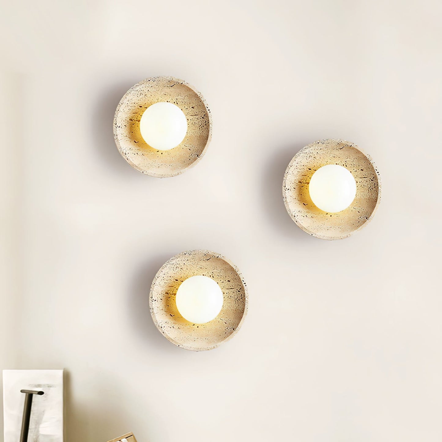 Stone Lunar Eclipse Wall Light - LED Travertine Design