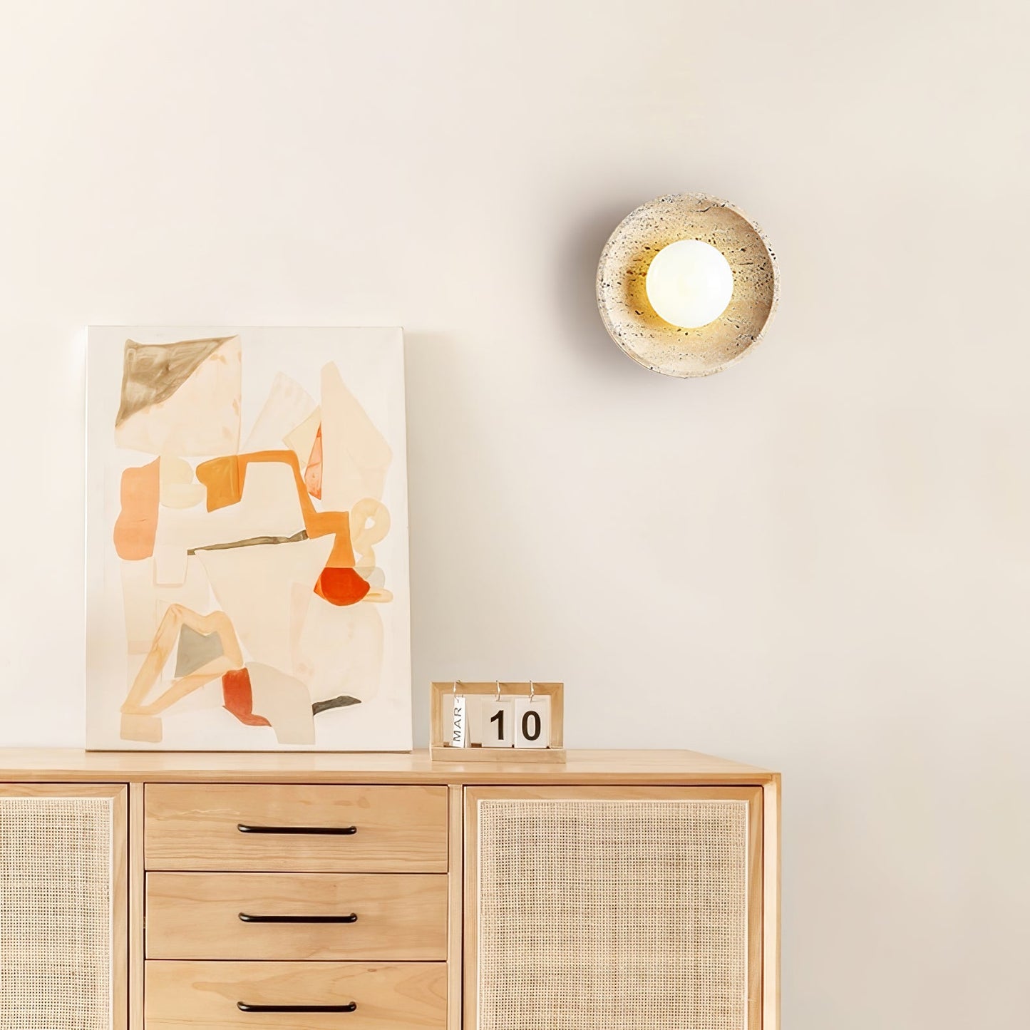 Stone Lunar Eclipse Wall Light - LED Travertine Design