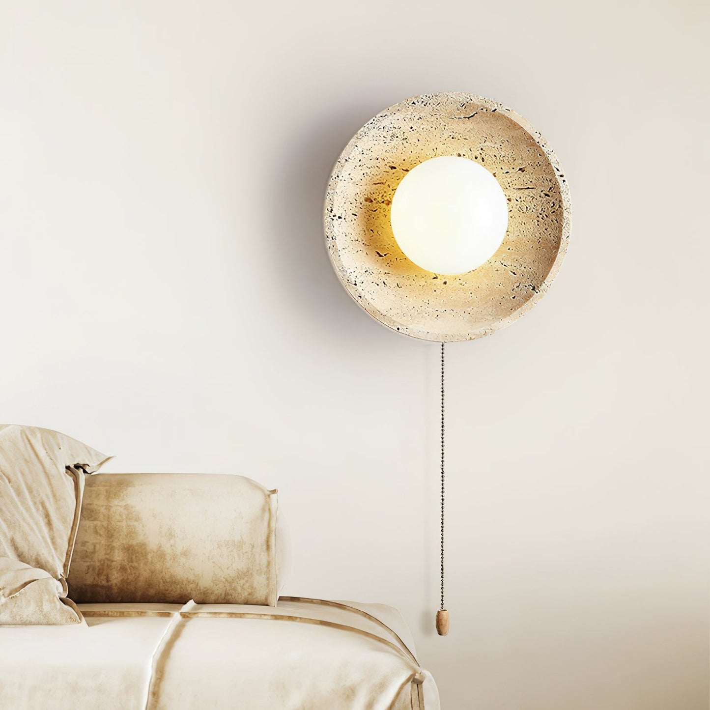 Stone Lunar Eclipse Wall Light - LED Travertine Design