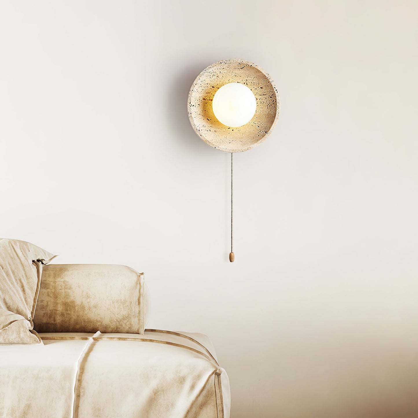 Stone Lunar Eclipse Wall Light - LED Travertine Design