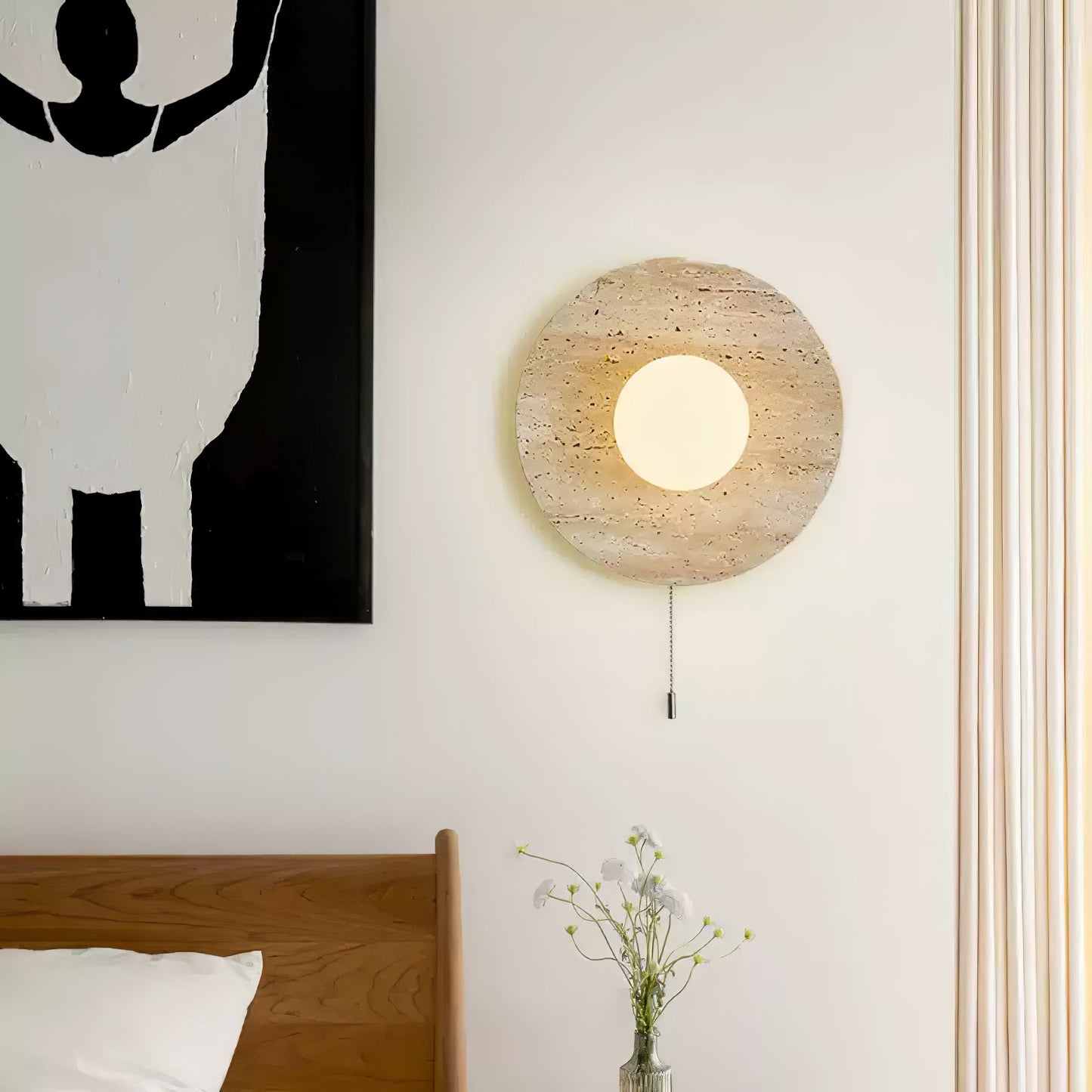 Stone Lunar Eclipse Wall Light - LED Travertine Design