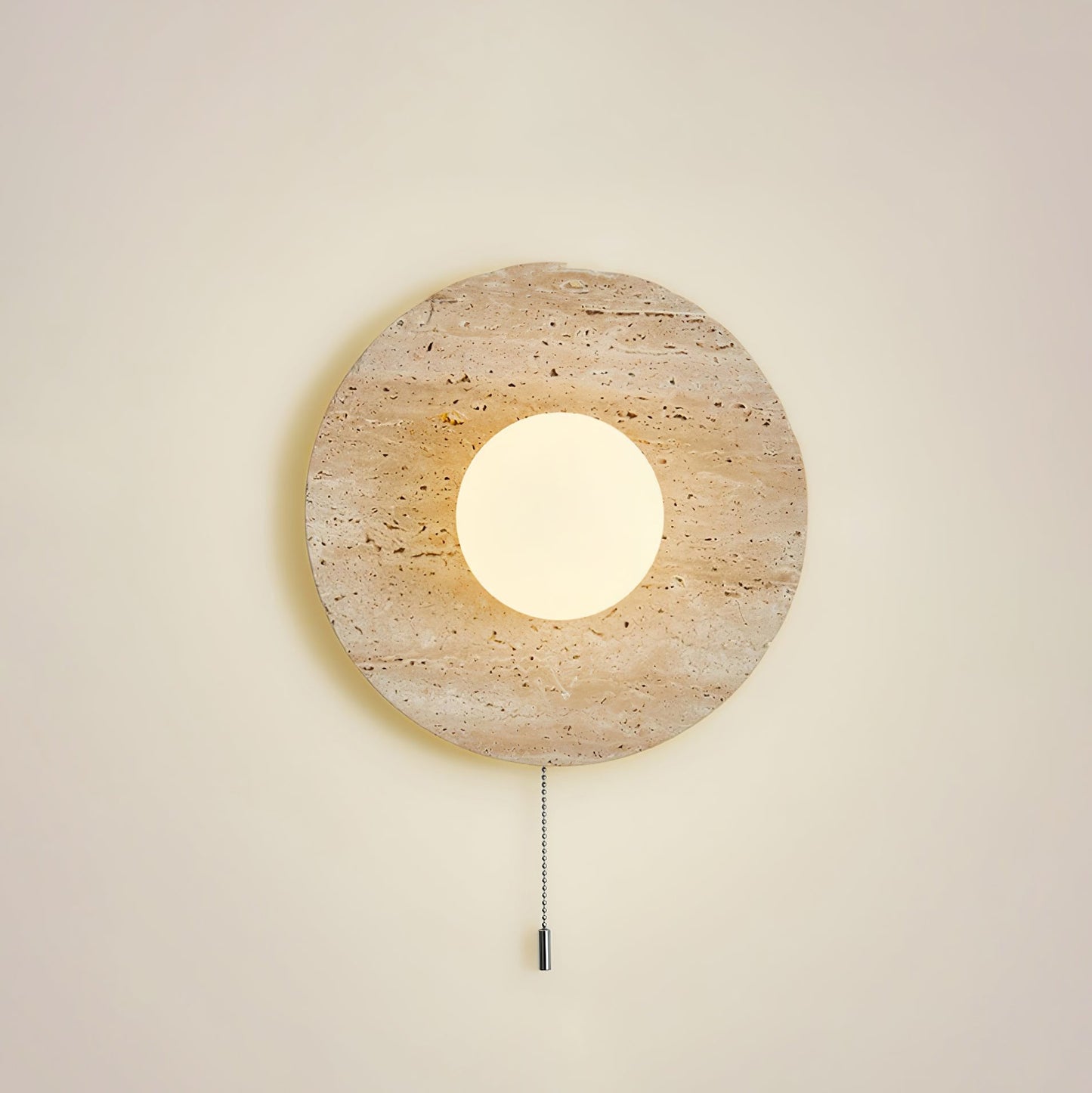 Stone Lunar Eclipse Wall Light - LED Travertine Design