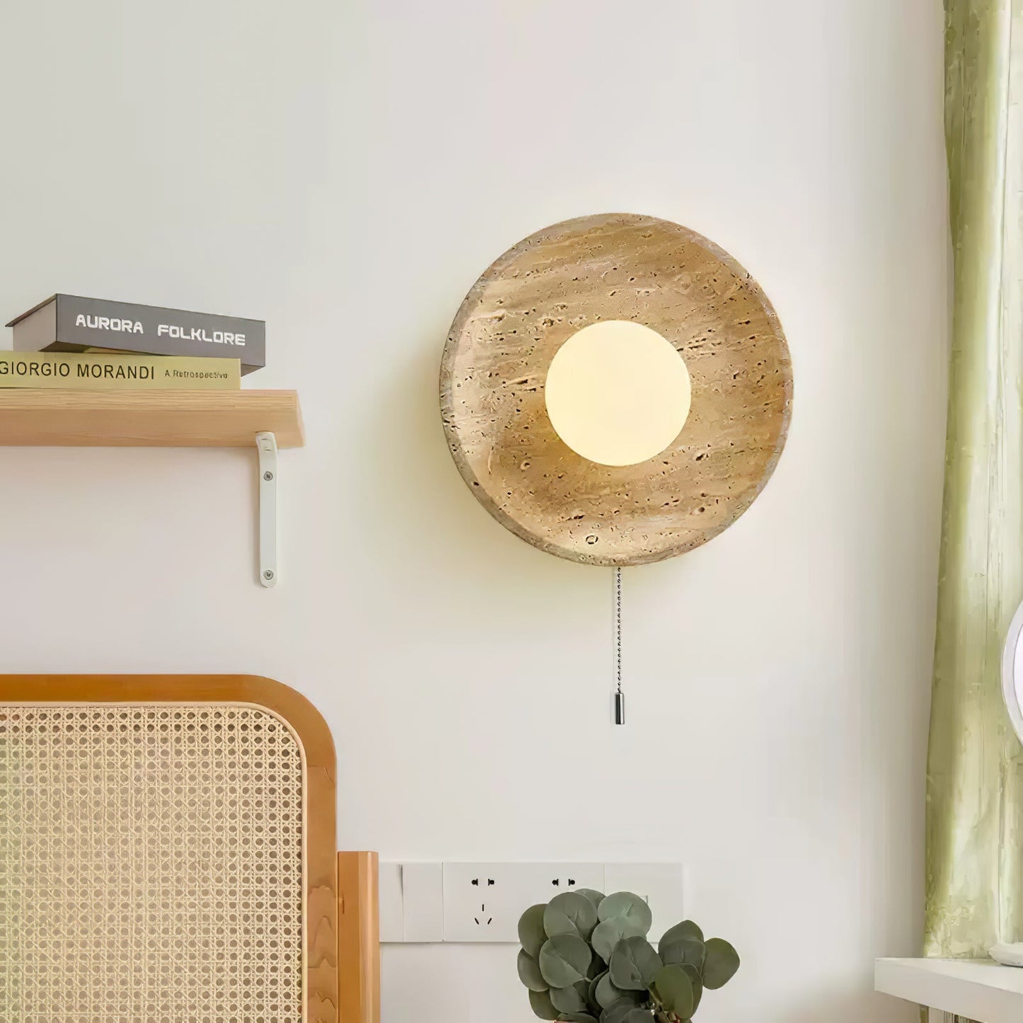 Stone Lunar Eclipse Wall Light - LED Travertine Design