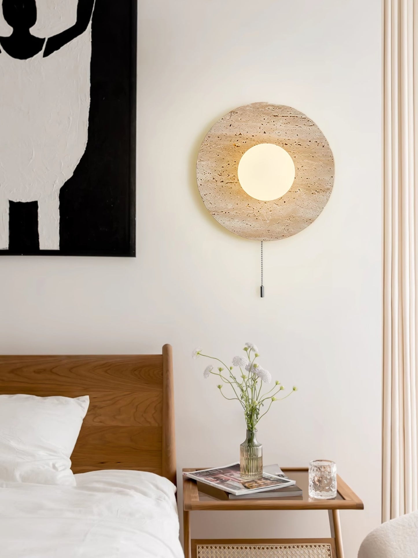 Stone Lunar Eclipse Wall Light - LED Travertine Design