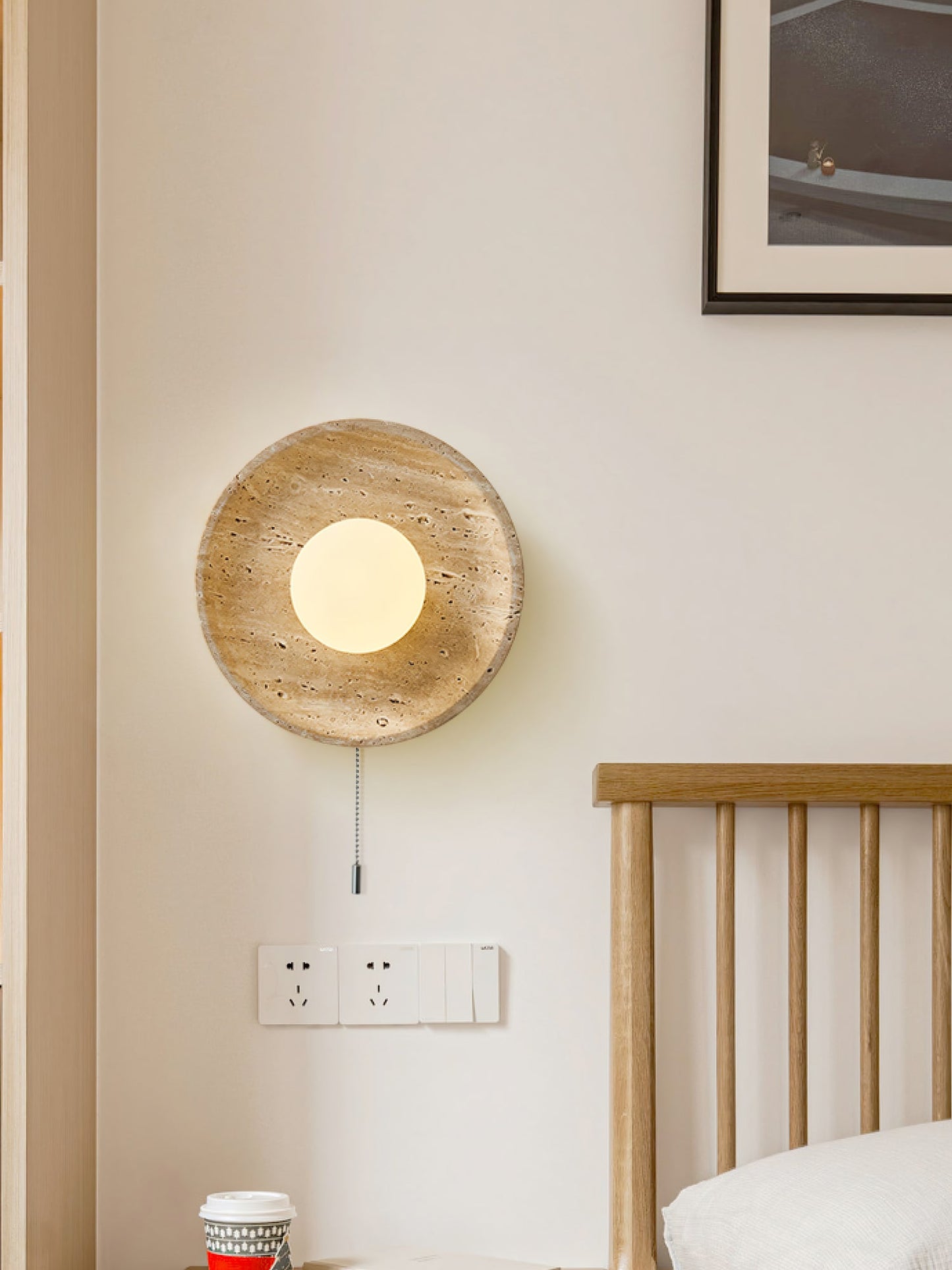 Stone Lunar Eclipse Wall Light - LED Travertine Design