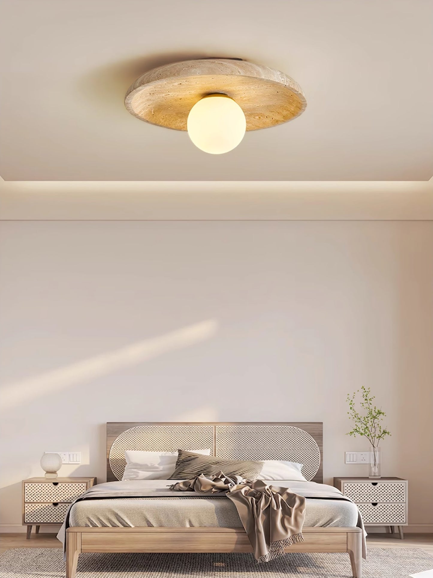 Stone Lunar Eclipse Wall Light - LED Travertine Design