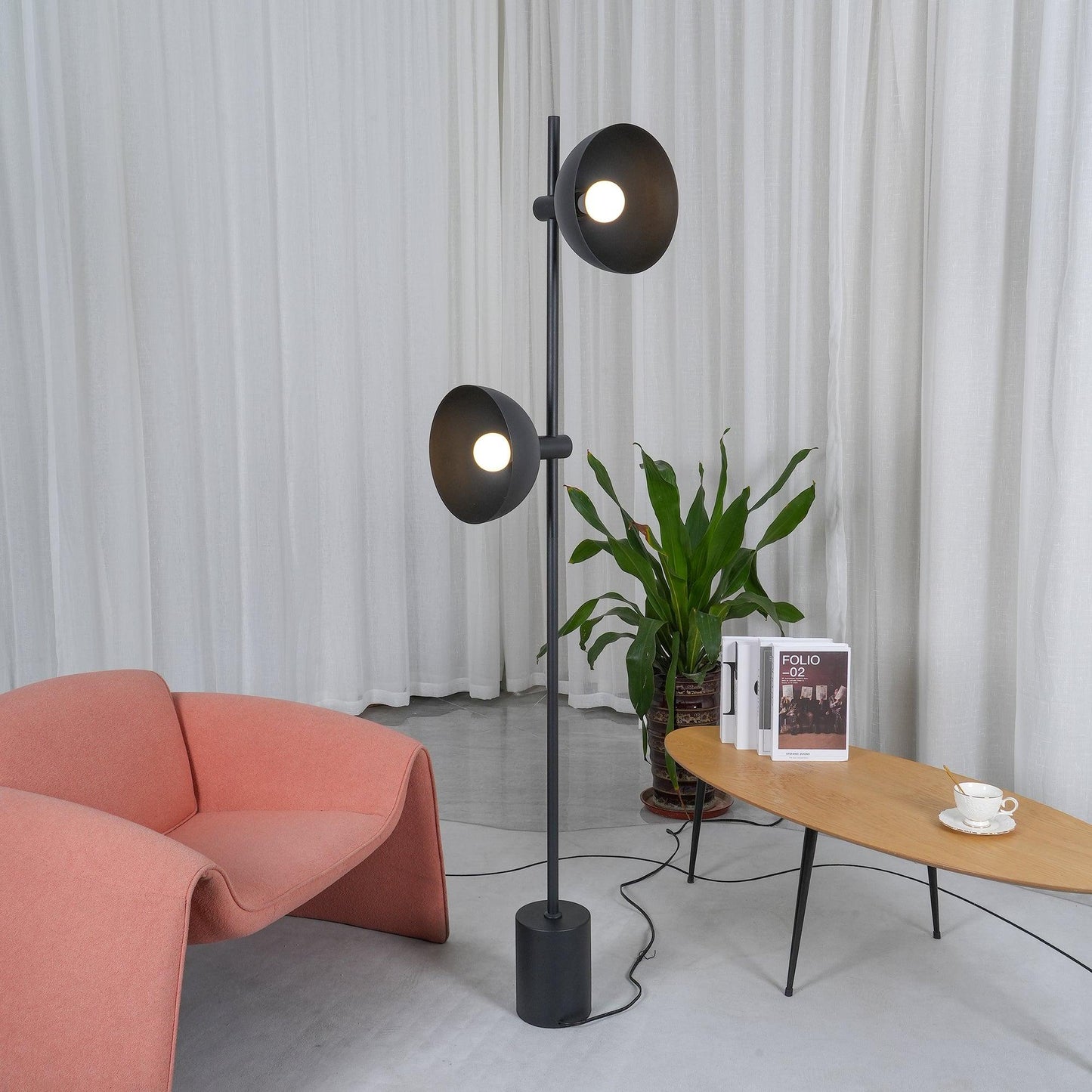Studio Floor Lamp with LED, Black Metal, Indoor Lighting