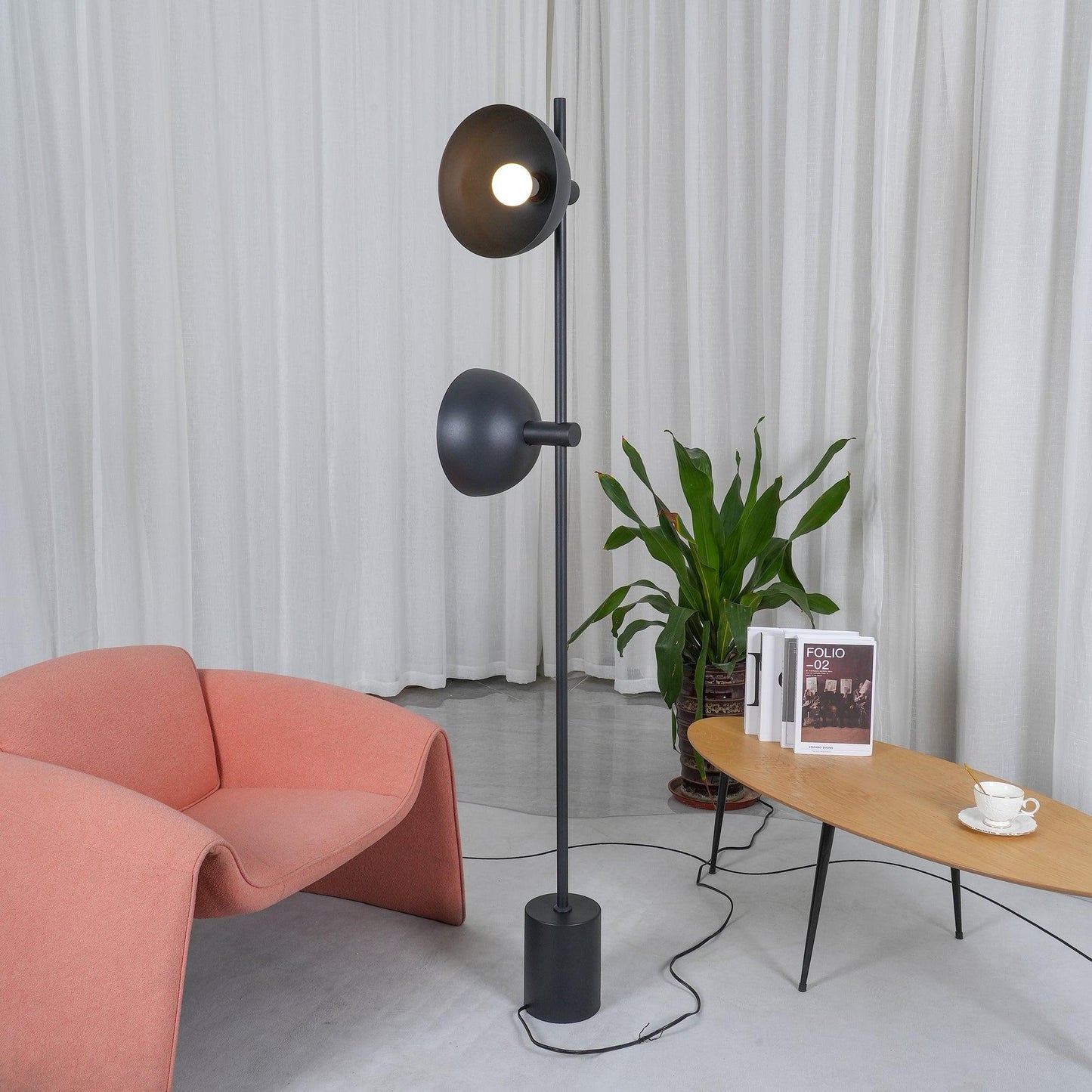 Studio Floor Lamp with LED, Black Metal, Indoor Lighting