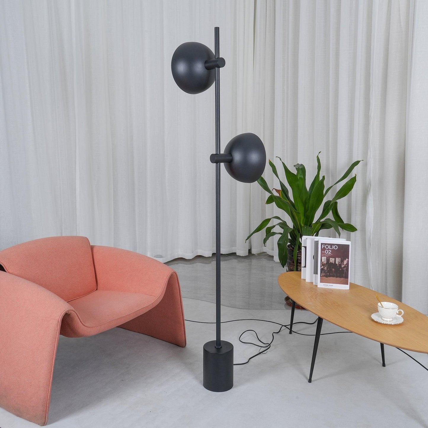 Studio Floor Lamp with LED, Black Metal, Indoor Lighting