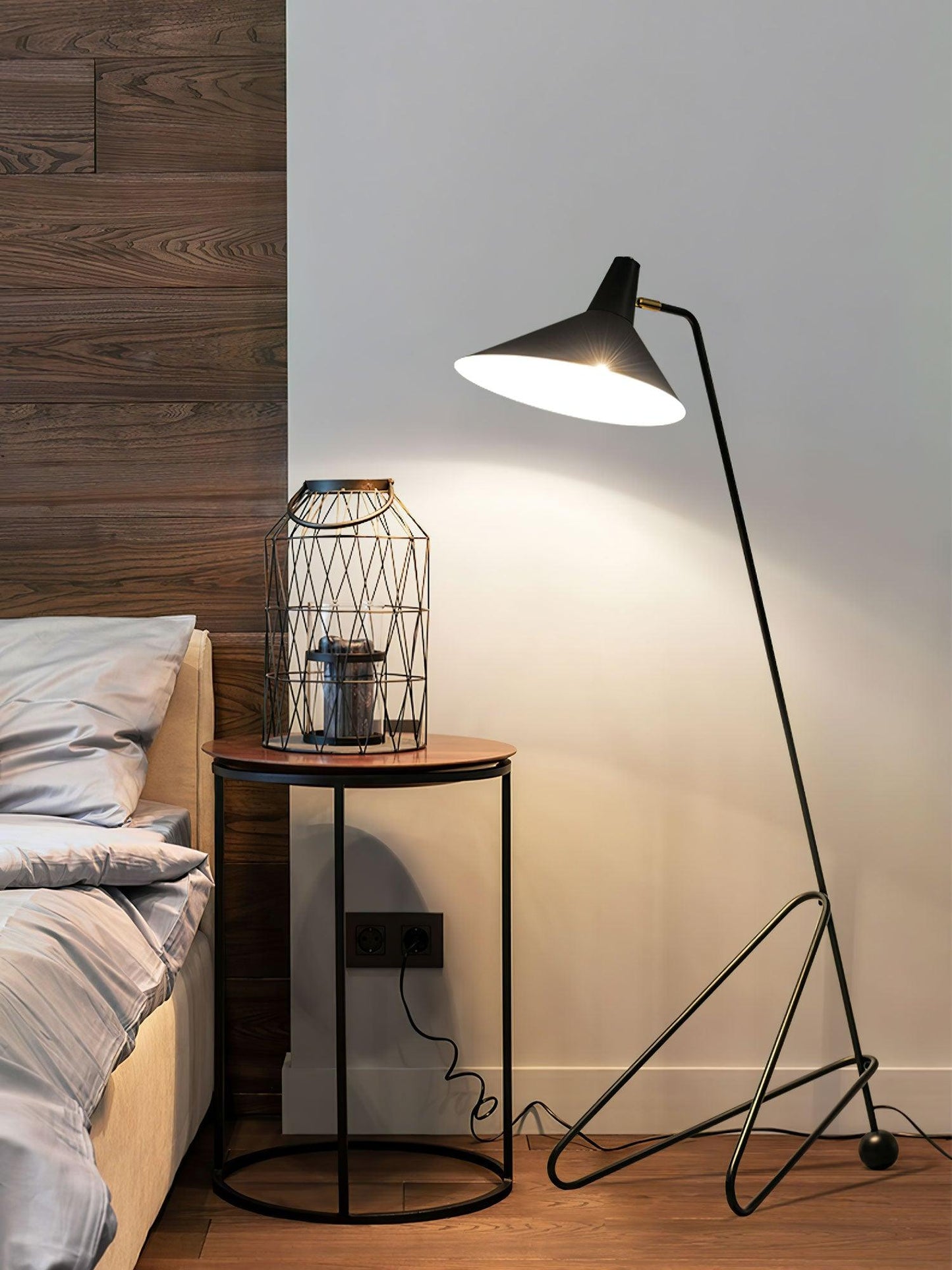 Svelte Noir Floor Lamp - Adjustable LED Lighting, Black Metal