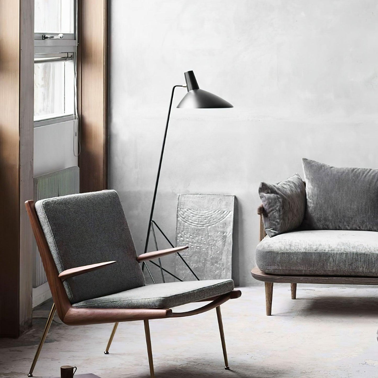 Svelte Noir Floor Lamp - Adjustable LED Lighting, Black Metal