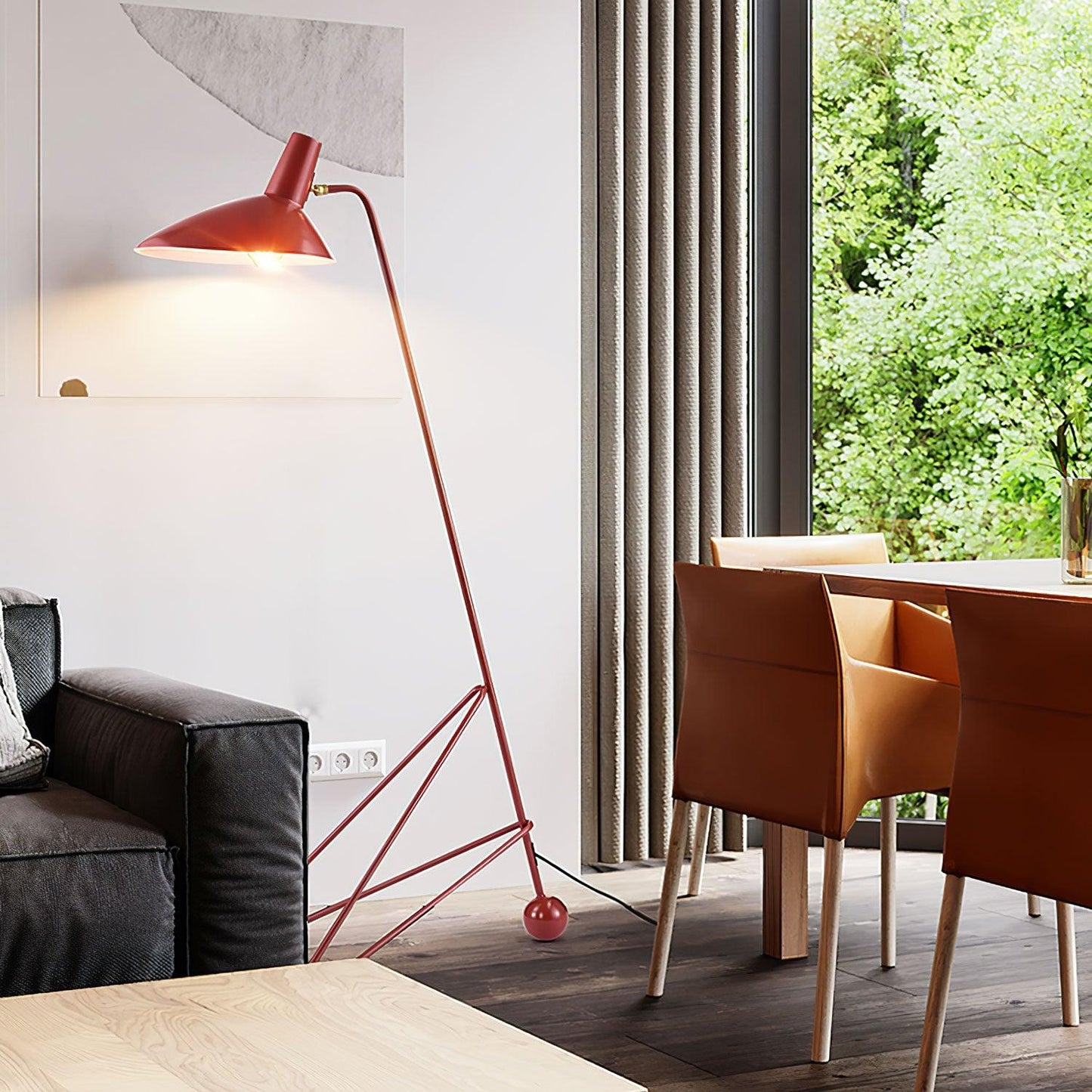 Svelte Noir Floor Lamp - Adjustable LED Lighting, Black Metal