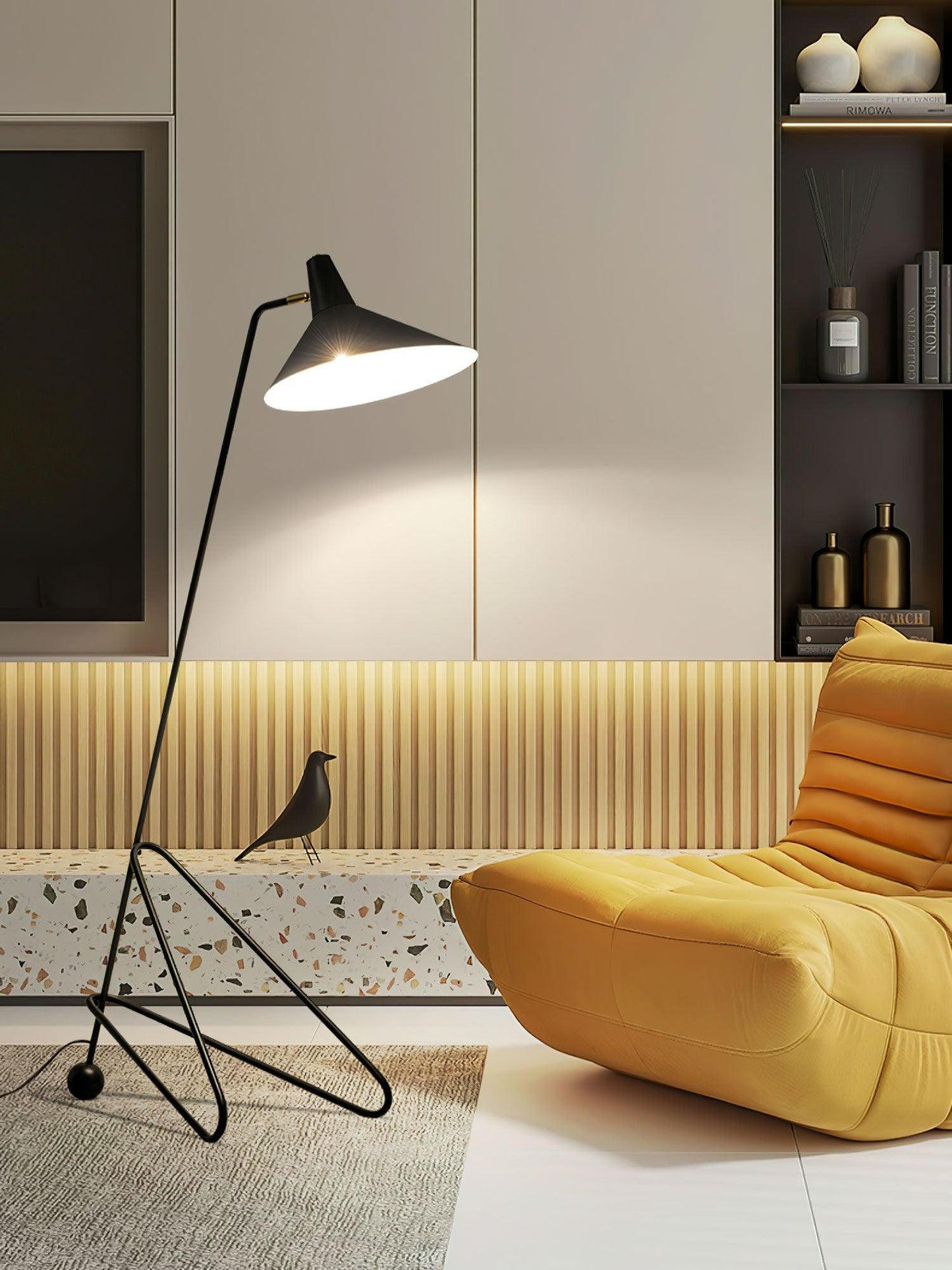 Svelte Noir Floor Lamp - Adjustable LED Lighting, Black Metal