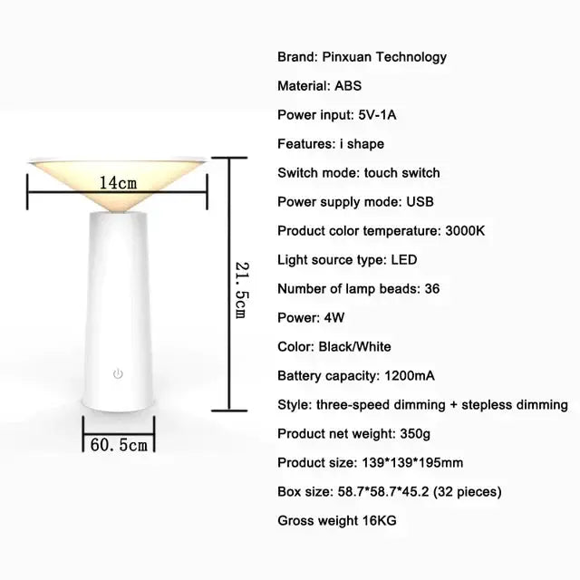 Wireless Table Lamp - Modern Design, Flexible Placement, Warm Light