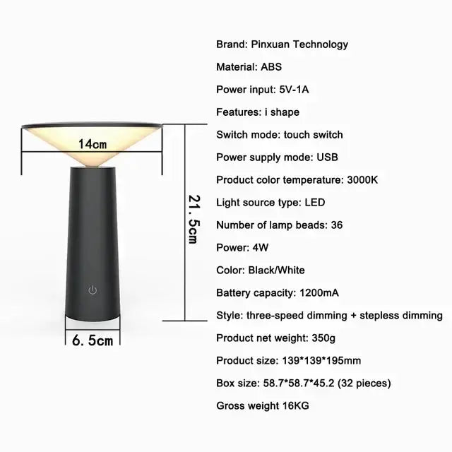 Wireless Table Lamp - Modern Design, Flexible Placement, Warm Light