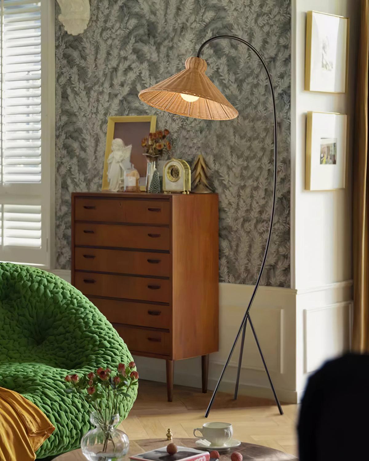 Tana Woven Floor Lamp with Rattan Shade and LED Option