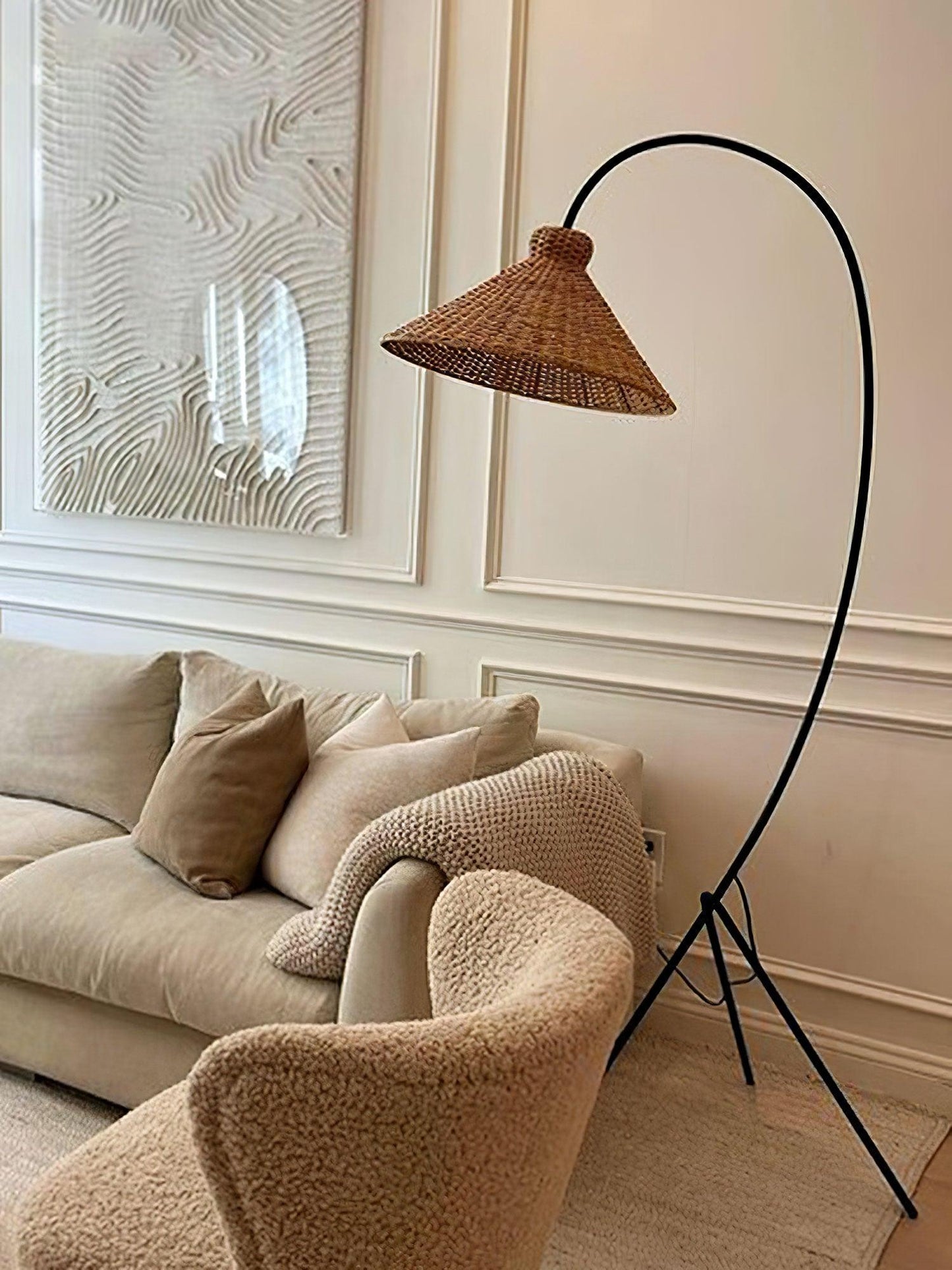Tana Woven Floor Lamp with Rattan Shade and LED Option