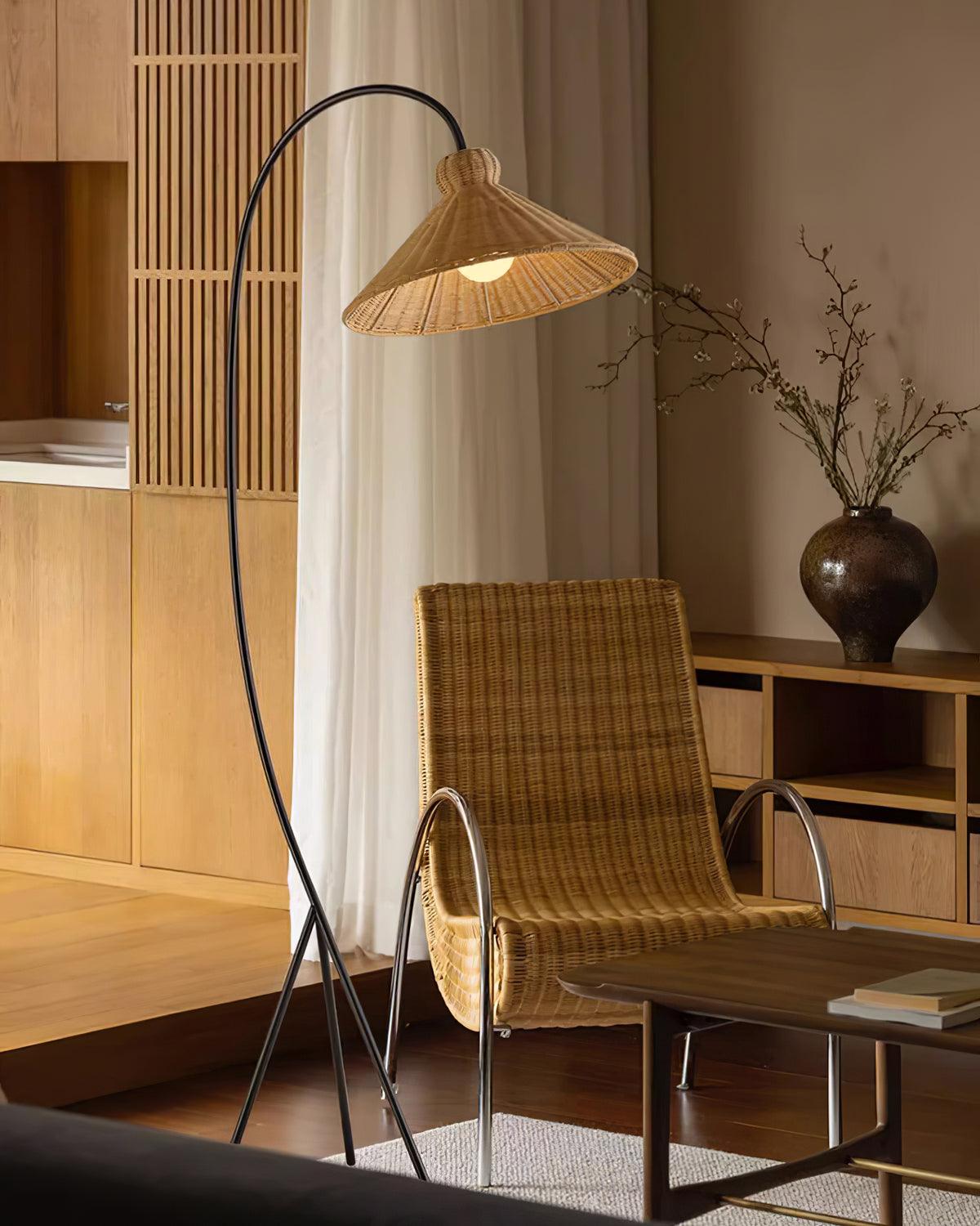 Tana Woven Floor Lamp with Rattan Shade and LED Option