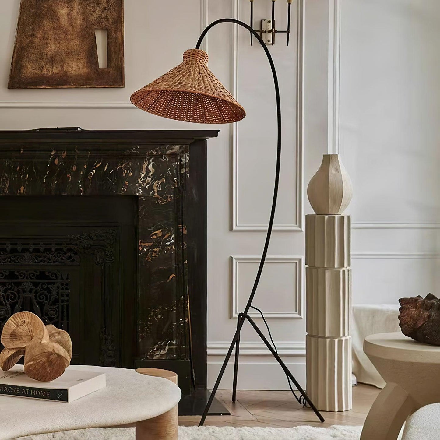 Tana Woven Floor Lamp with Rattan Shade and LED Option