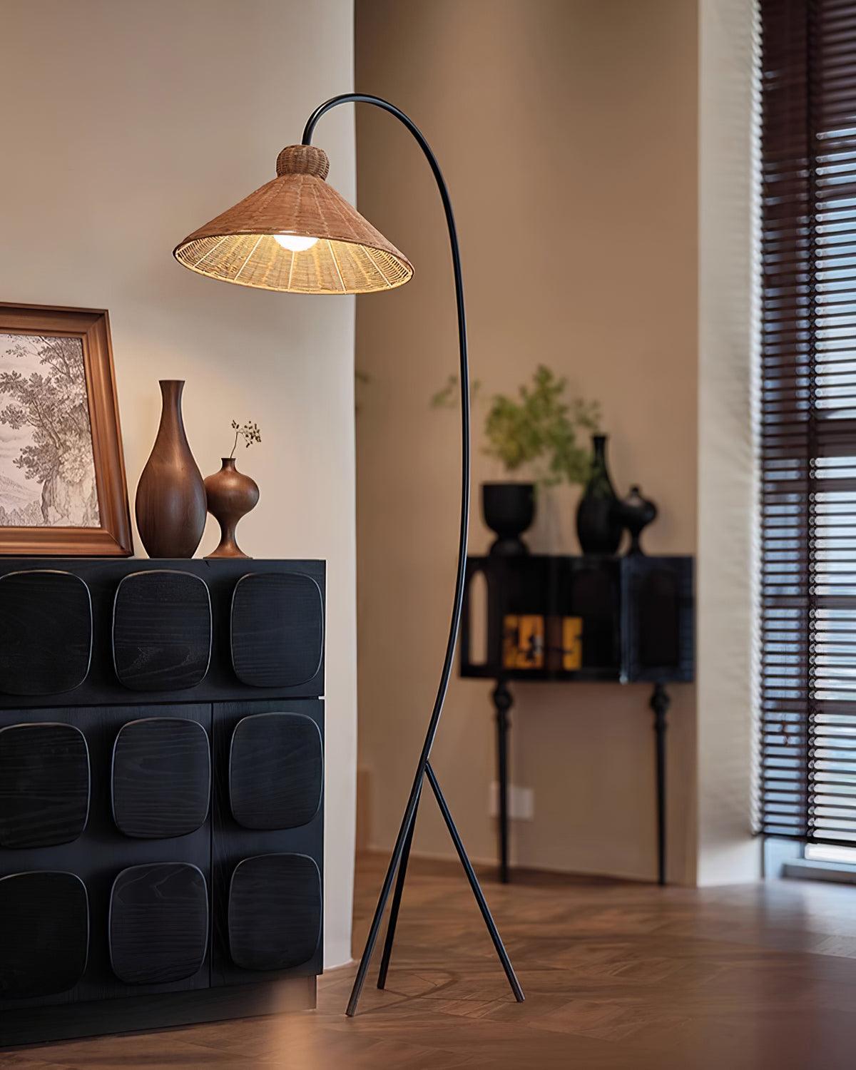 Tana Woven Floor Lamp with Rattan Shade and LED Option