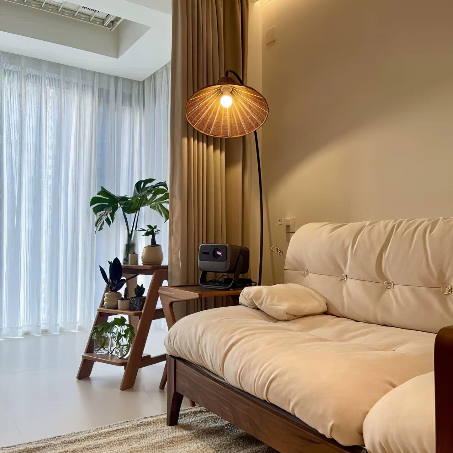 Tana Woven Floor Lamp with Rattan Shade and LED Option