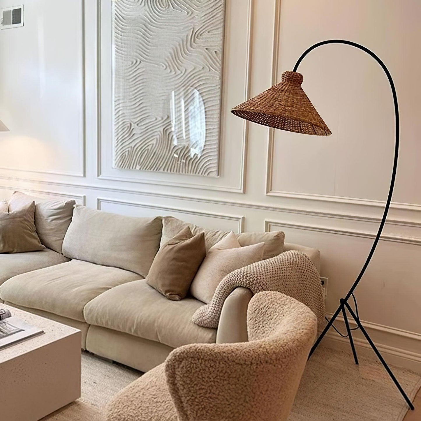 Tana Woven Floor Lamp with Rattan Shade and LED Option