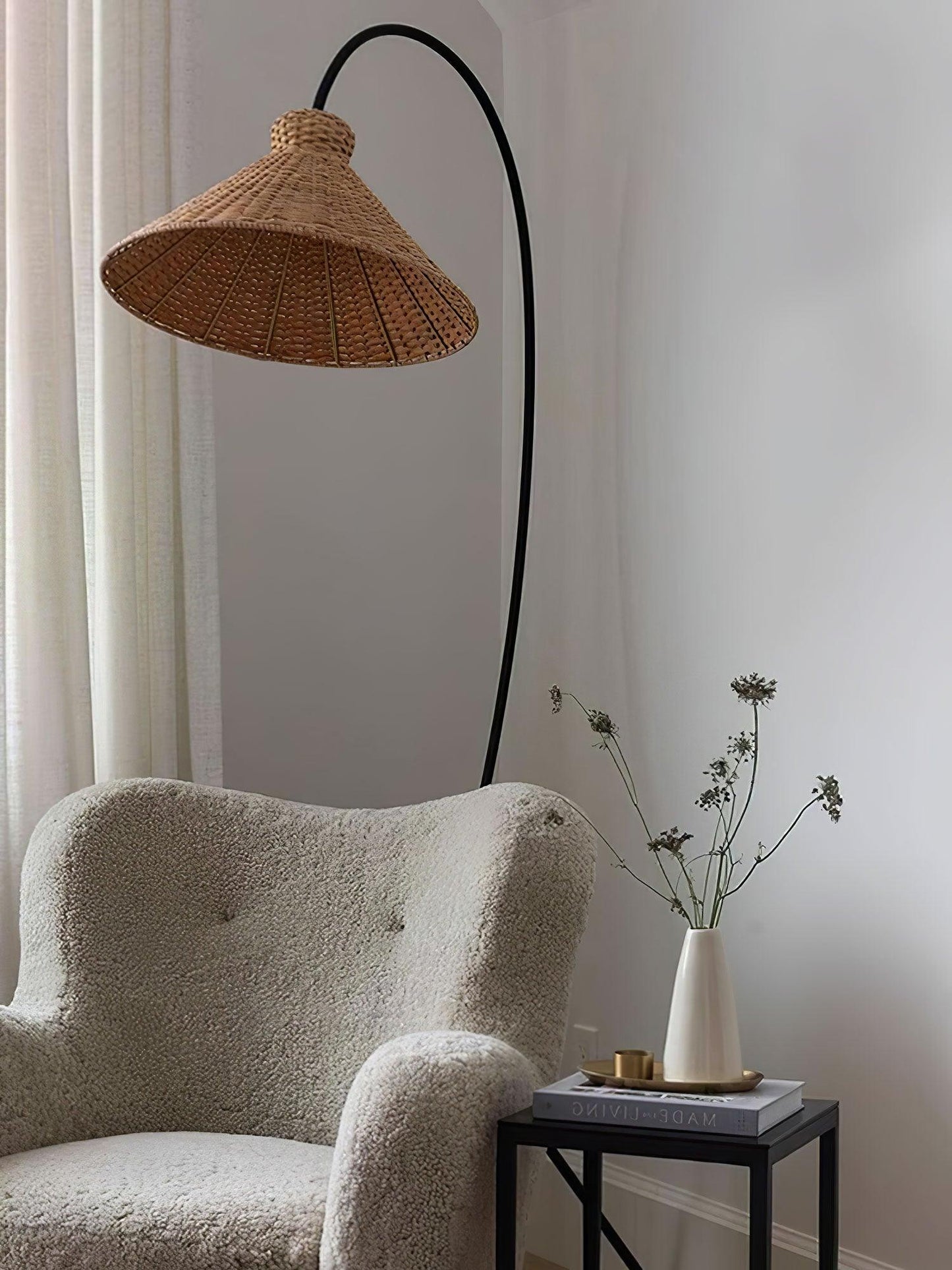 Tana Woven Floor Lamp with Rattan Shade and LED Option