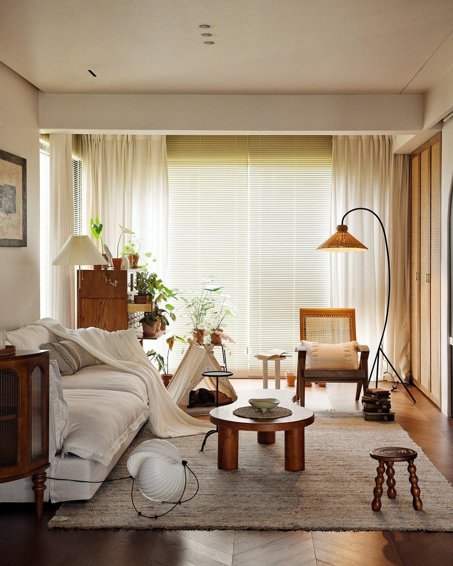 Tana Woven Floor Lamp with Rattan Shade and LED Option