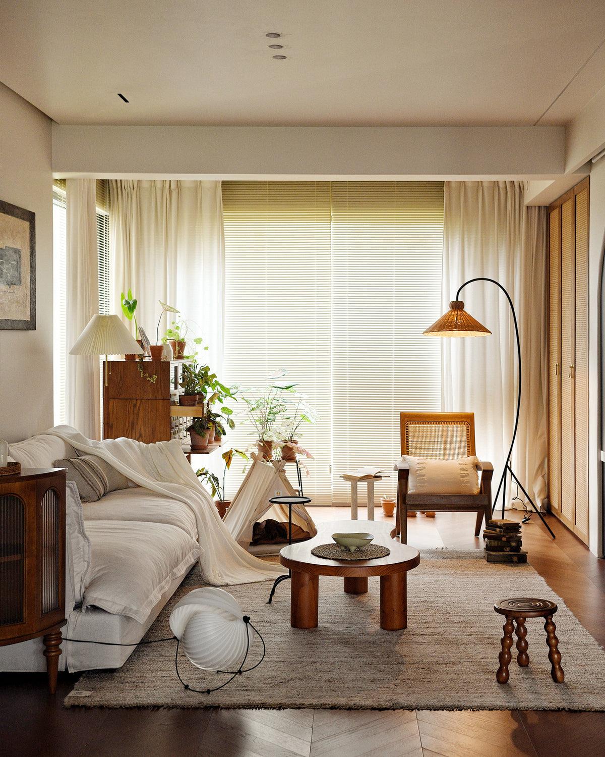Tana Woven Floor Lamp with Rattan Shade and LED Option