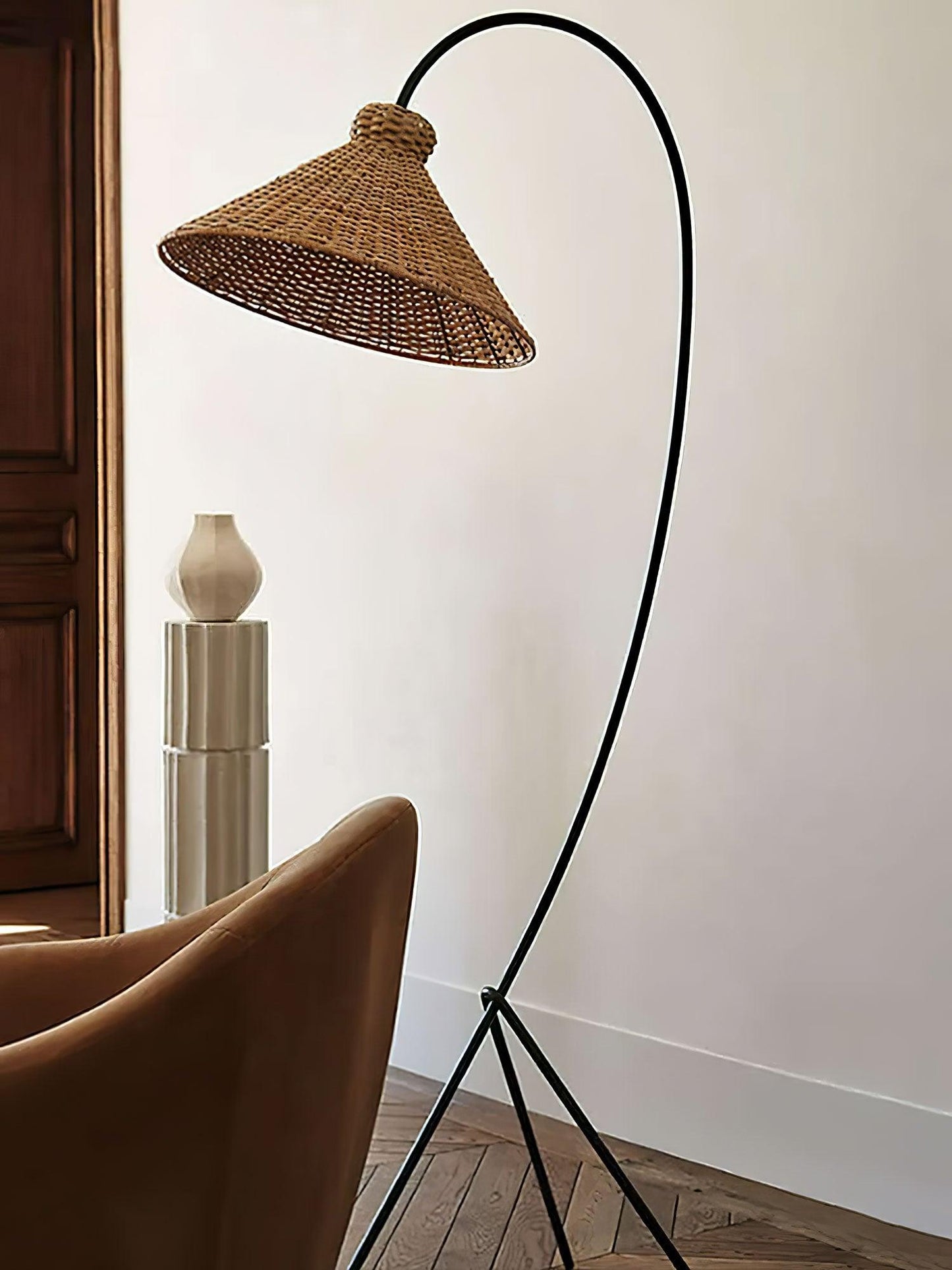 Tana Woven Floor Lamp with Rattan Shade and LED Option