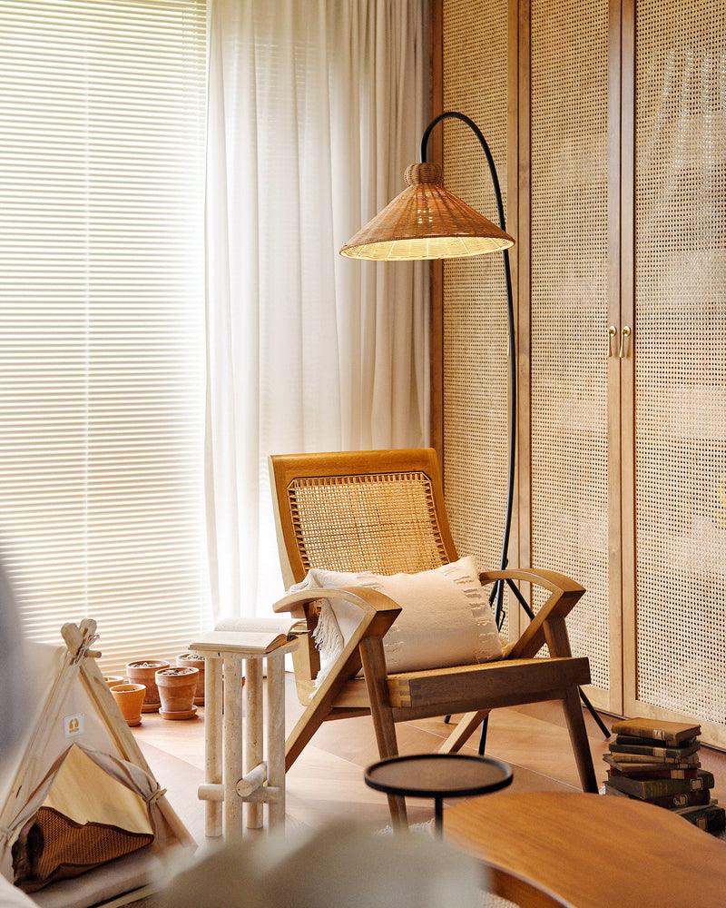 Tana Woven Floor Lamp with Rattan Shade and LED Option