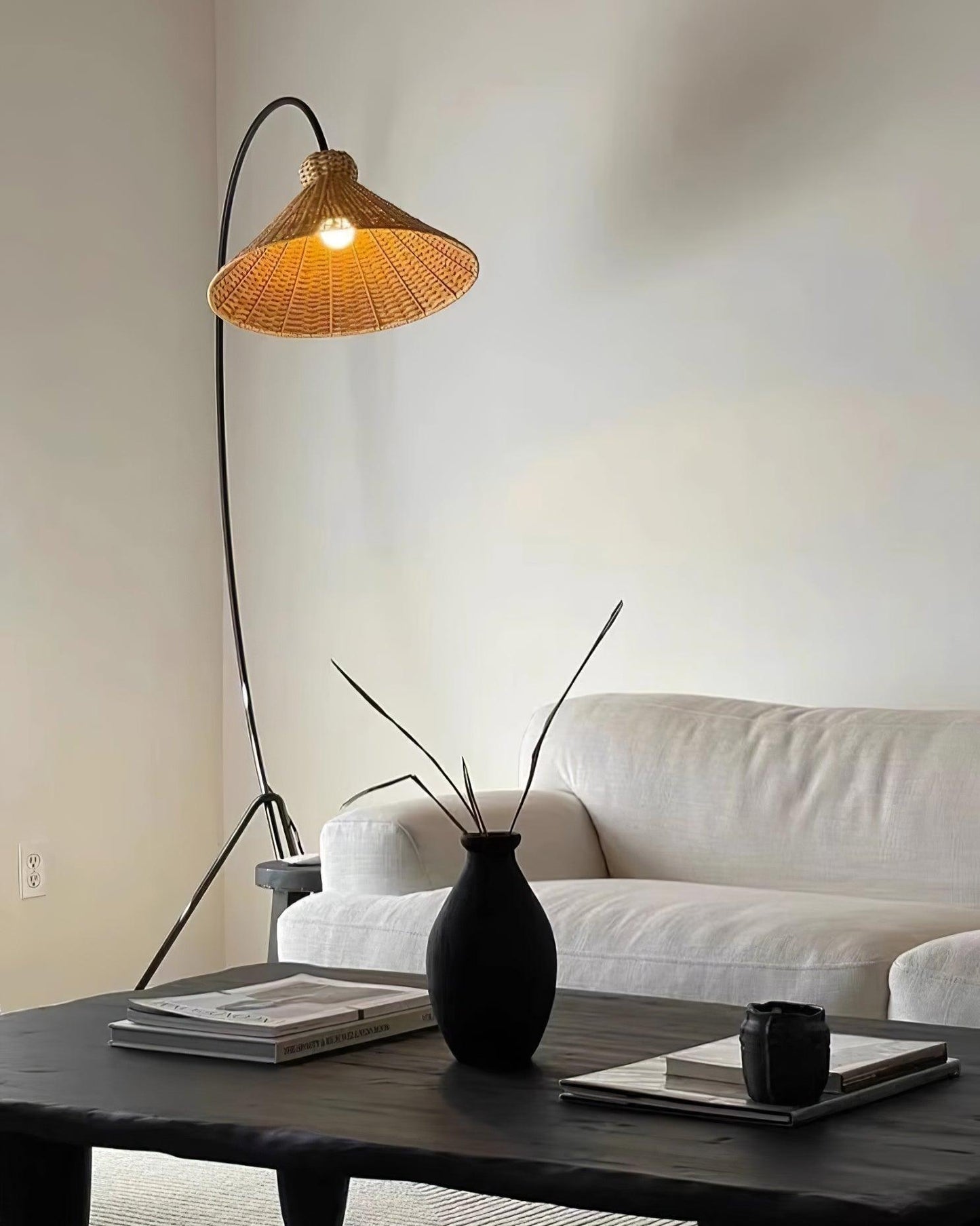 Tana Woven Floor Lamp with Rattan Shade and LED Option