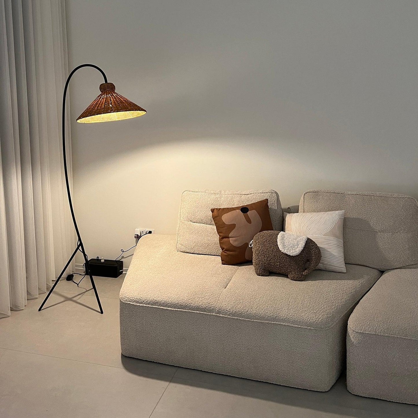 Tana Woven Floor Lamp with Rattan Shade and LED Option